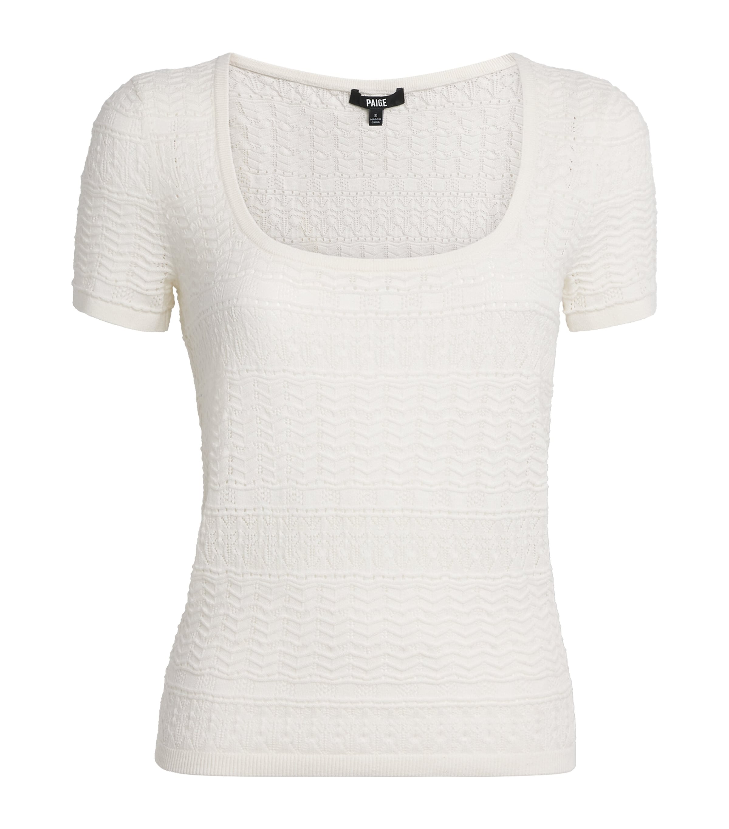 PAIGE Womens Etoile Pointelle Top Ivory Image 1