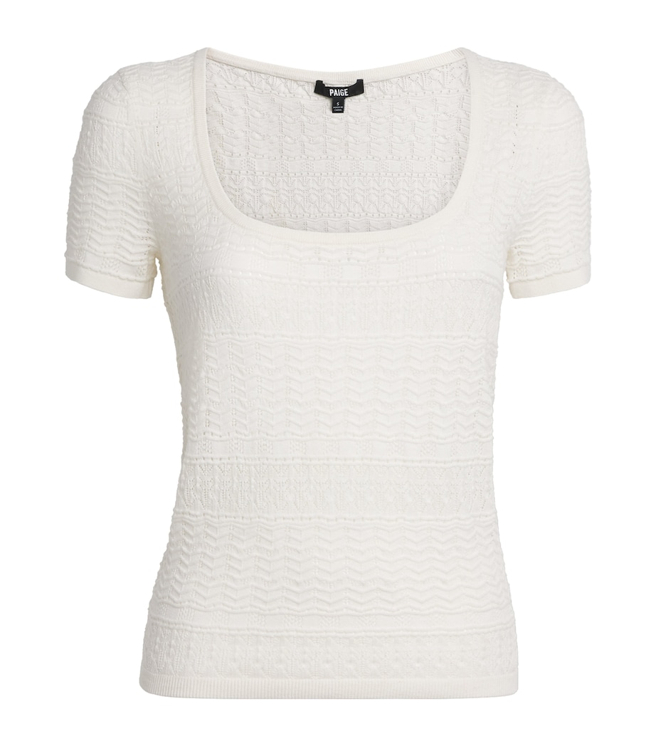 PAIGE Womens Etoile Pointelle Top Ivory Image 1