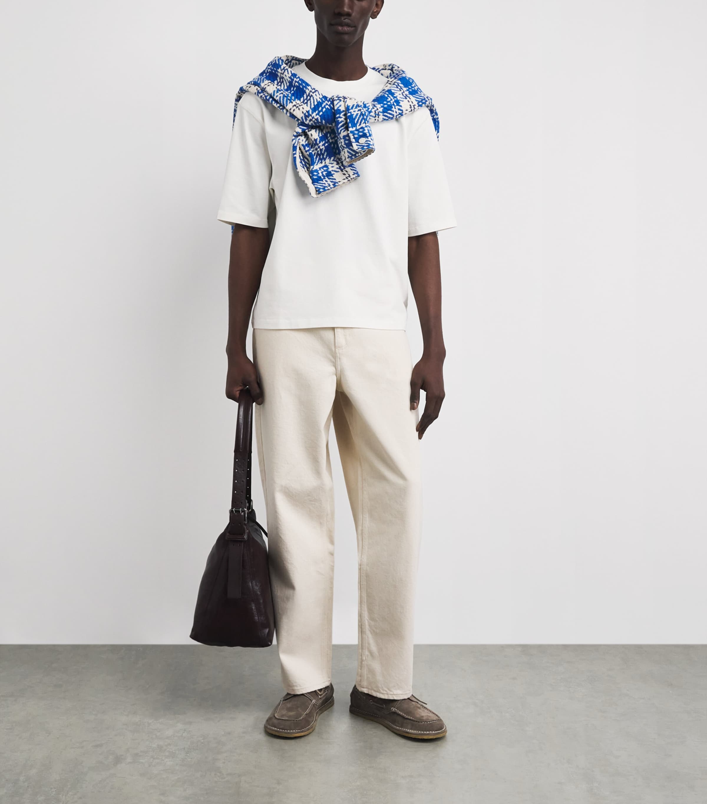 Wax London Mens Organic Cotton Cropped Mark T-Shirt Off White Image 2