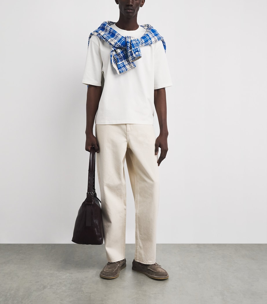 Wax London Mens Organic Cotton Cropped Mark T-Shirt Off White Image 2
