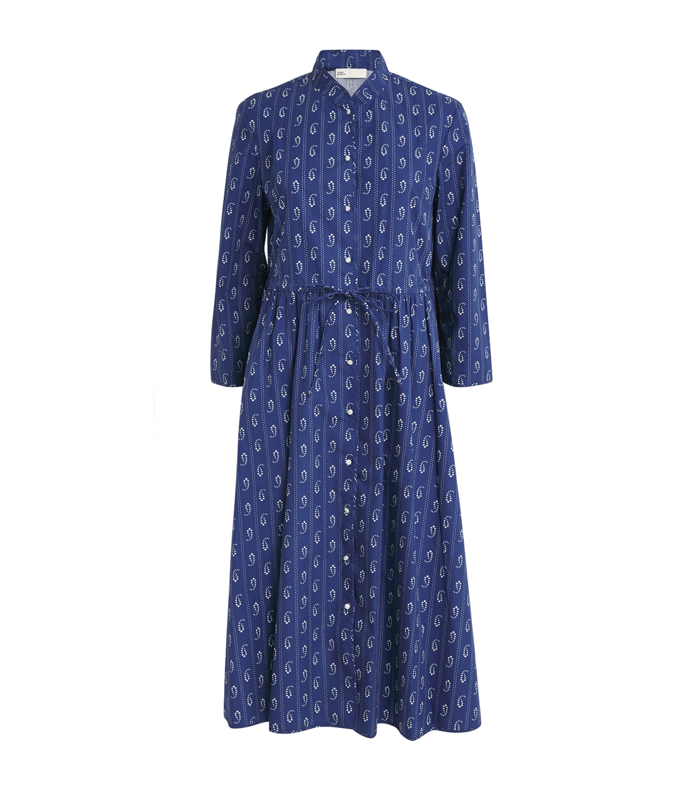 Tory Burch Cotton Paisley Midi Shirt Dress In Blue