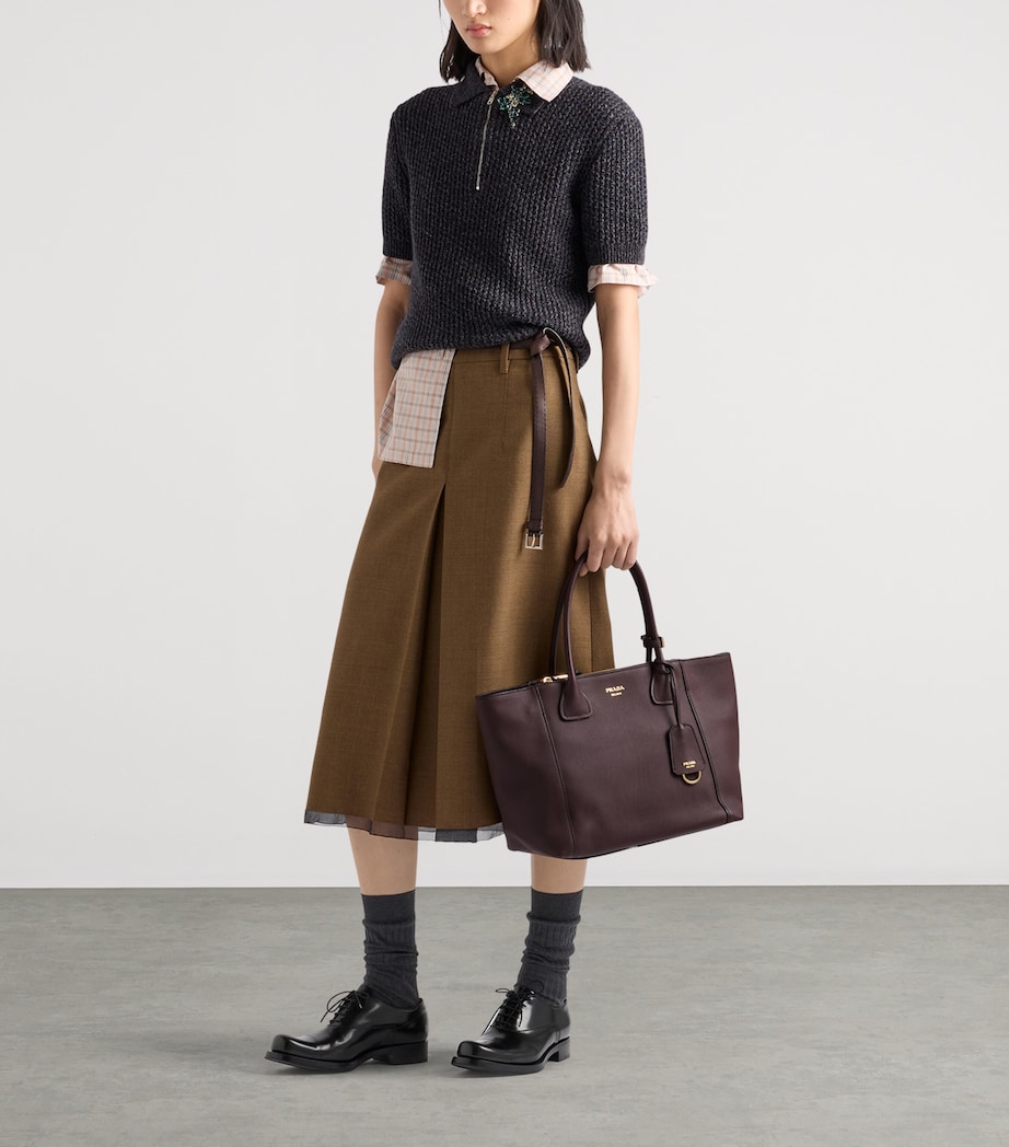 Prada Womens Large Leather Tote Bag Brown Image 2