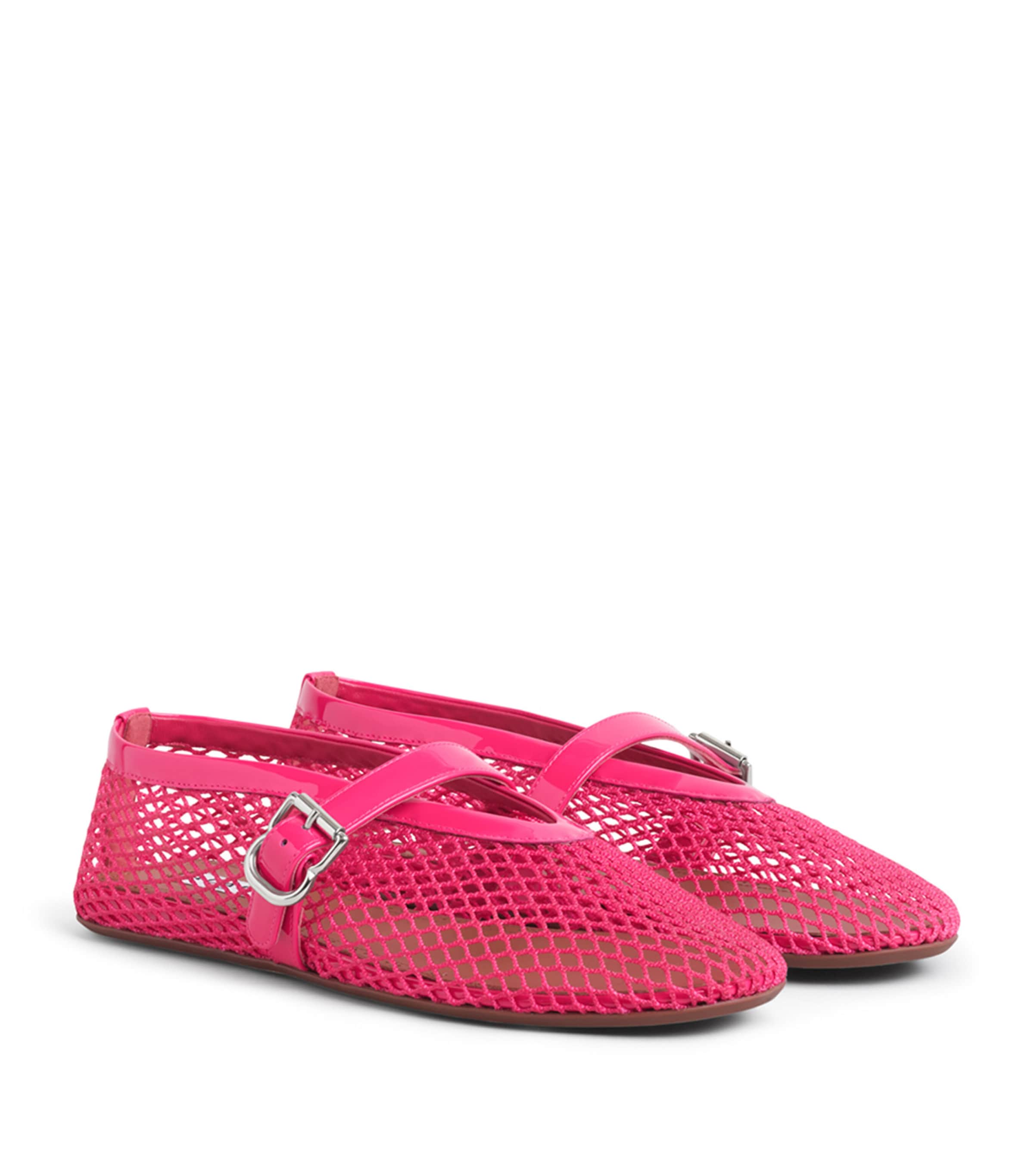 Alaïa Leather Mesh Ballet Flats Dahlia Pink Image 3