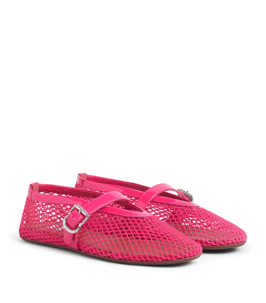 Alaïa Leather Mesh Ballet Flats Dahlia Pink Image 3