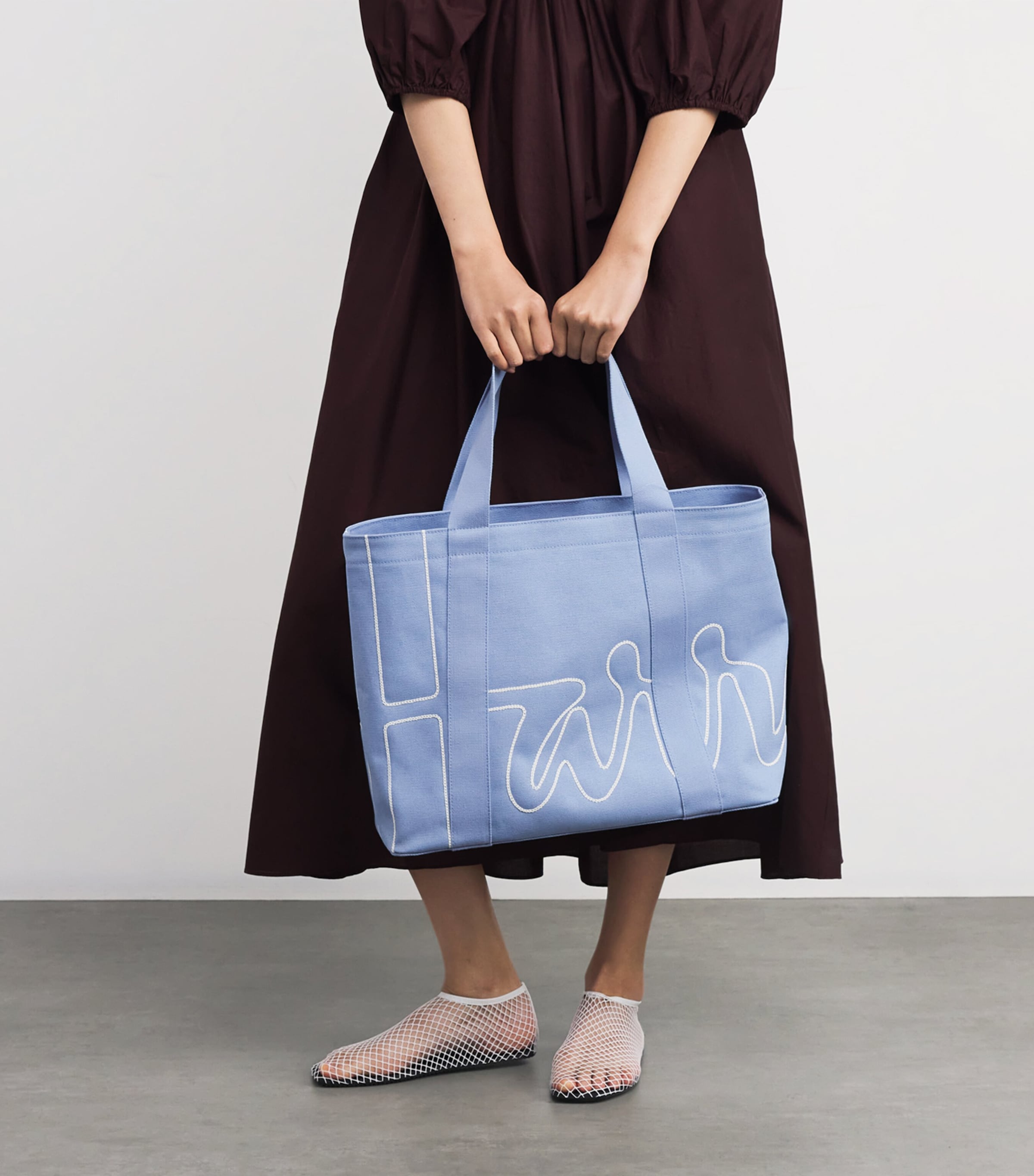 Medium Cotton Logo Tote Bag BLUE Image 2