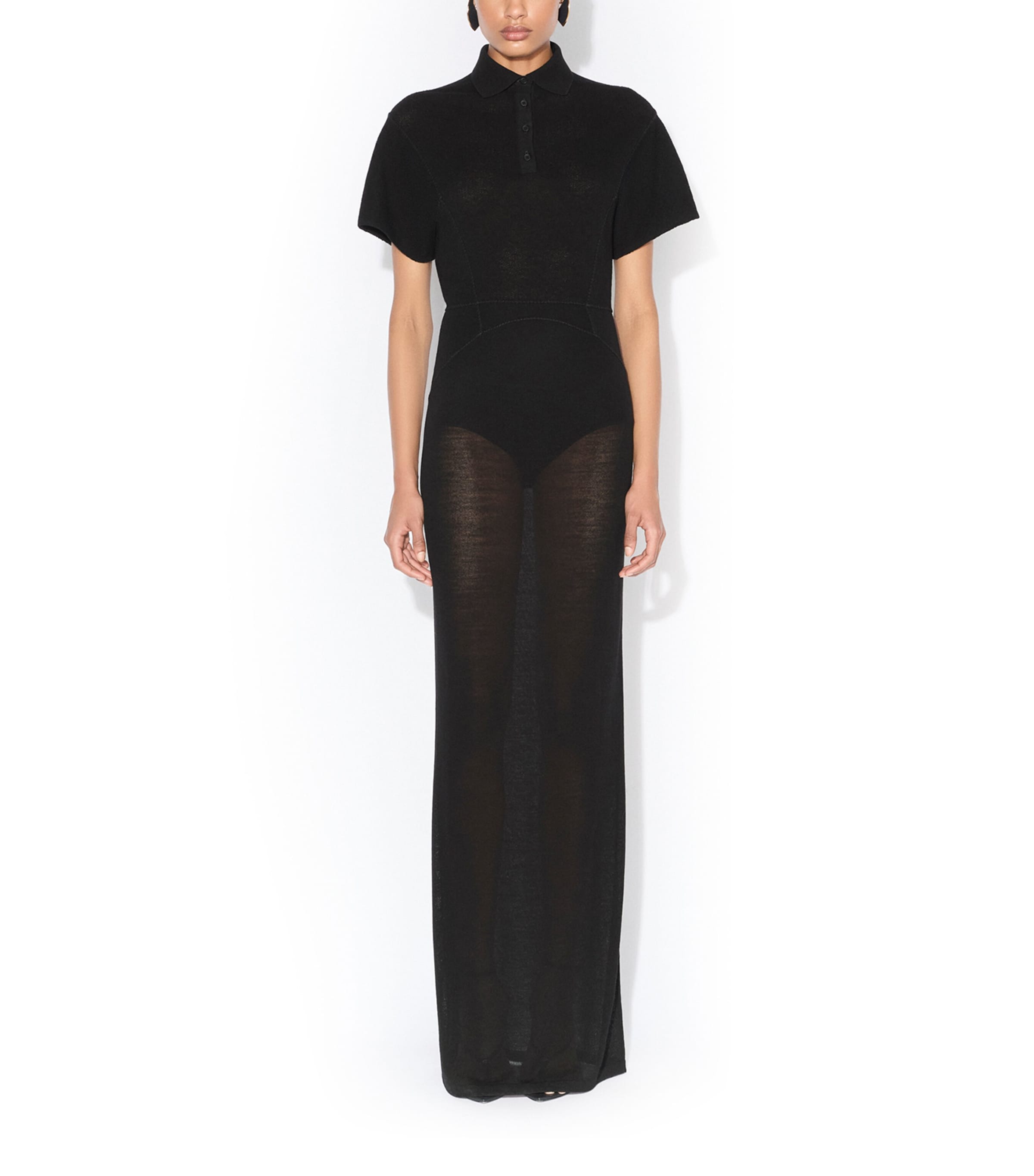 Alaïa Womens Wool Knit Polo Dress Noir Alaia Image 2