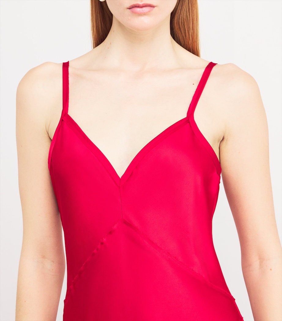 Satin Slip Maxi Dress RED Image 6