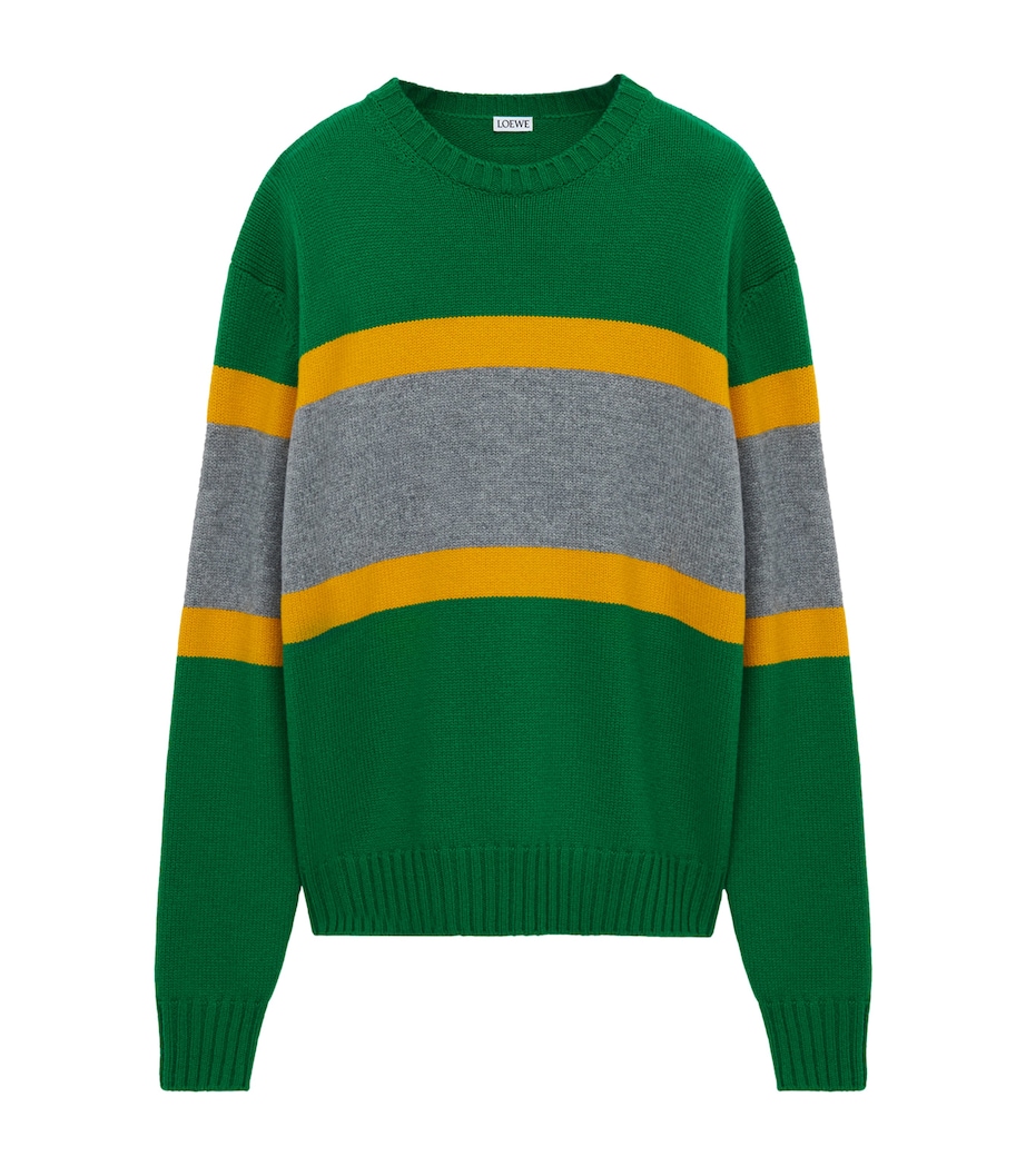 Wool Stripe Sweater GREEN/GREY Image 1
