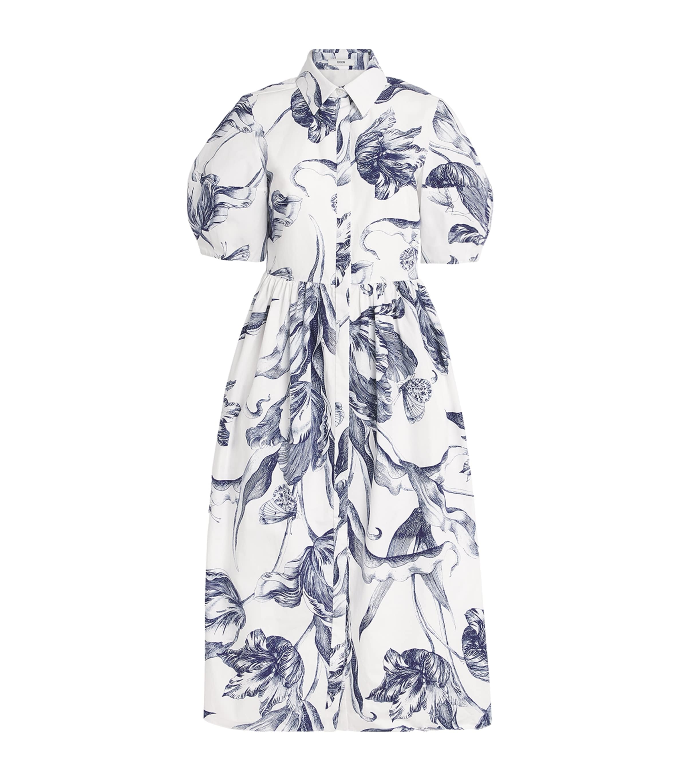 Erdem Womens Cotton Floral Print Midi Dress Btnical Engrve Ivry Image 1