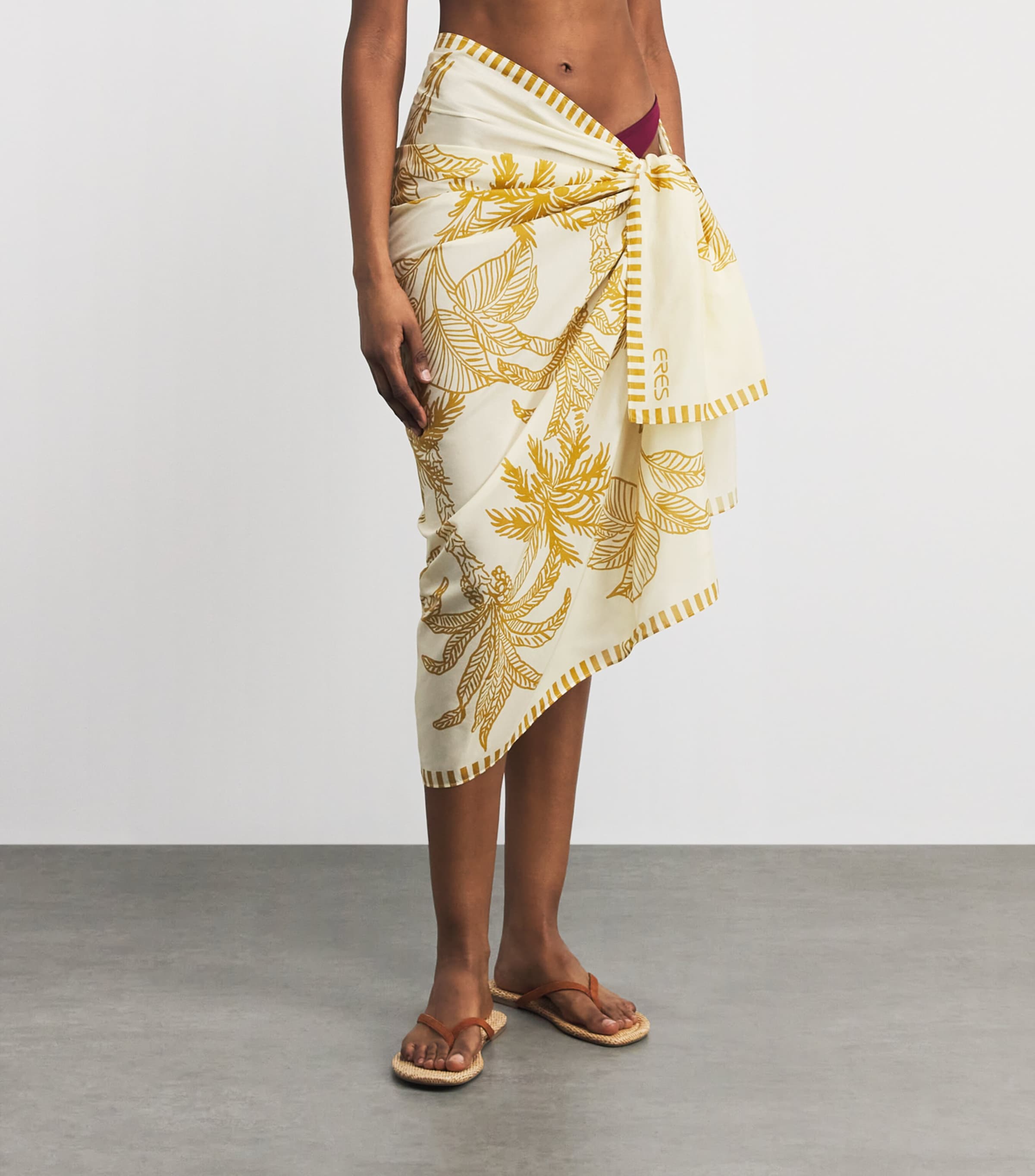 Eres Womens Cotton-Silk Printed Sarong Imp Vyg Pnma Image 4