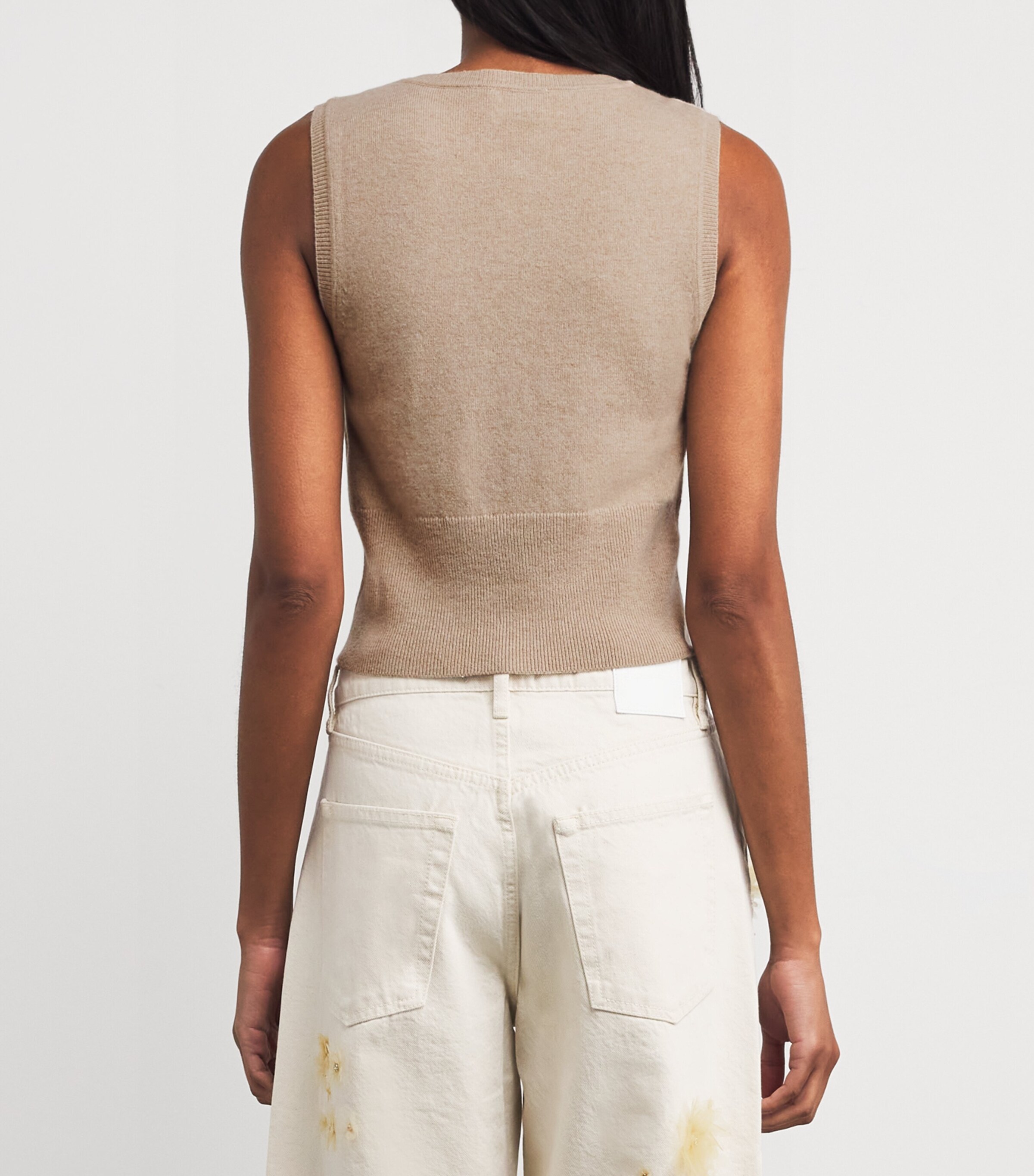 Wool Sleeveless Cardigan BEIGE Image 4