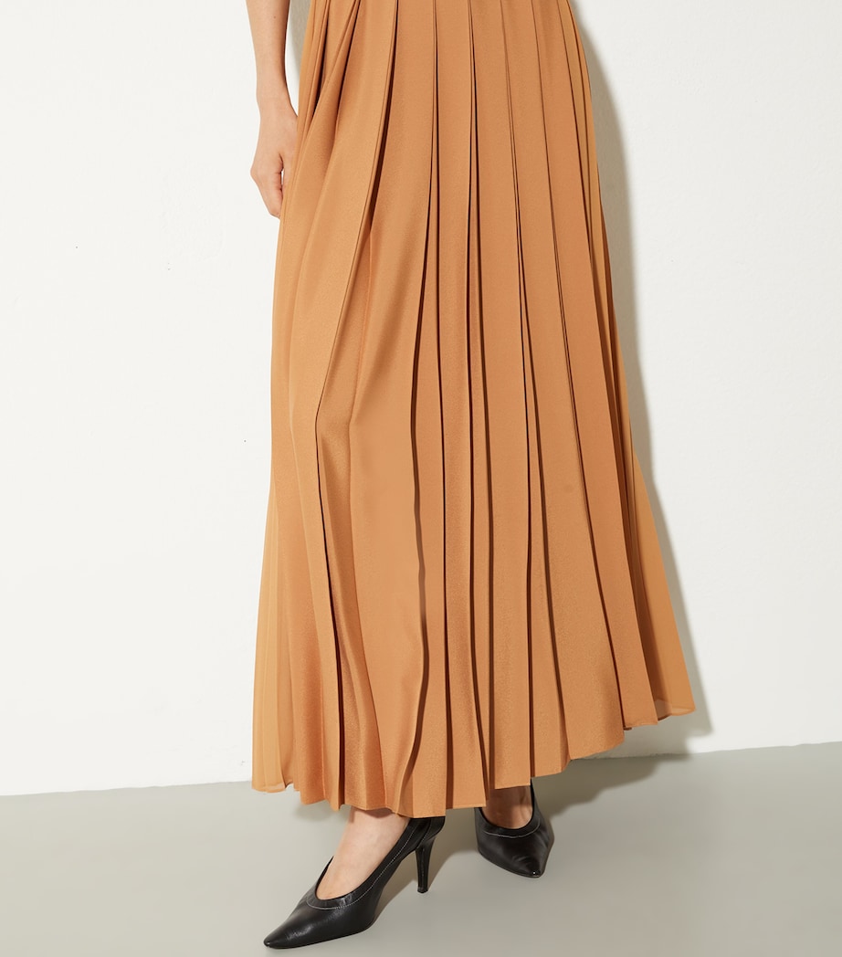 MAX&Co. Womens Jersey Pleated Maxi Skirt Amber Image 3