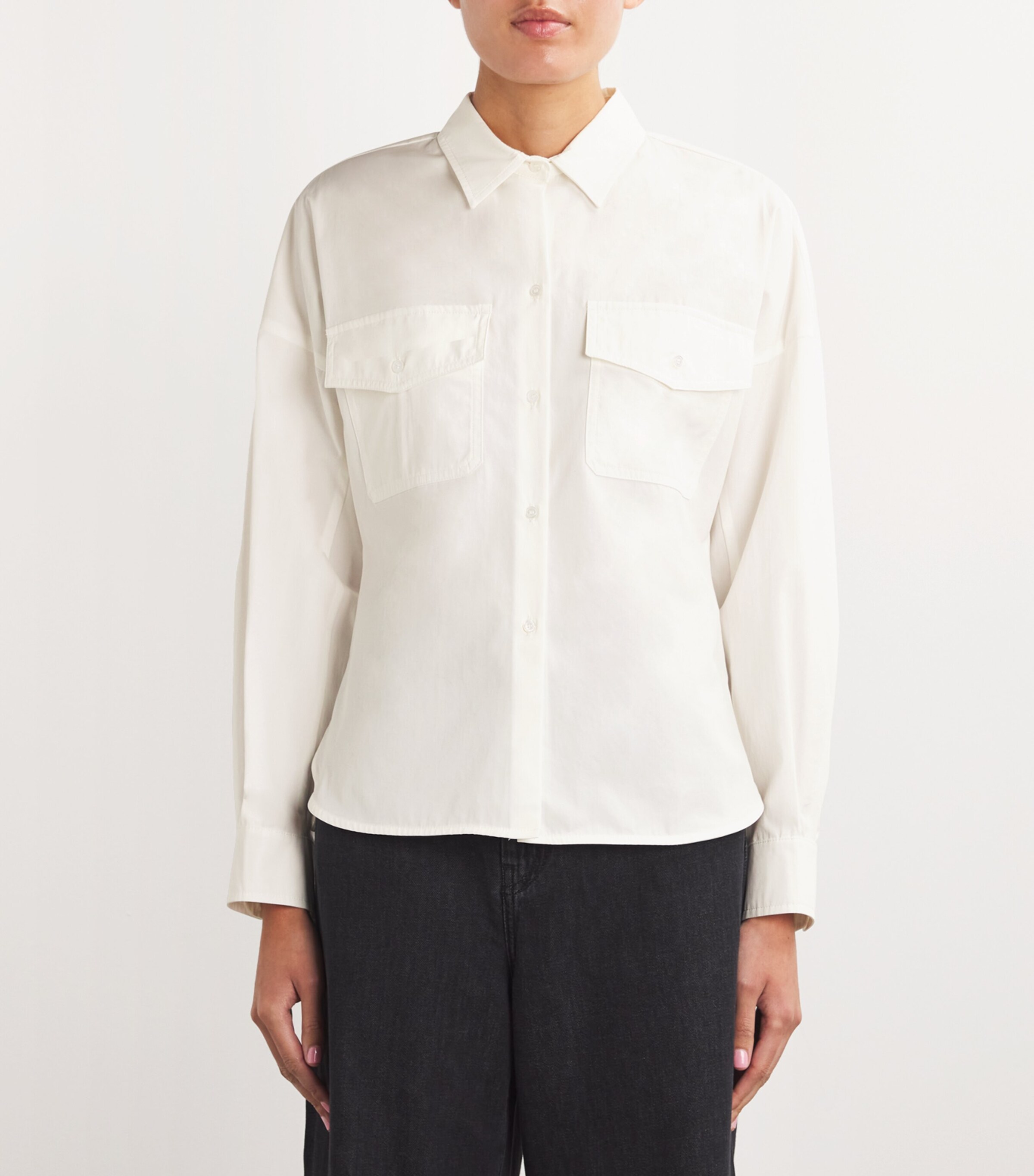 Weekend Max Mara Womens Cotton Twin-Pocket Shirt White Image 3