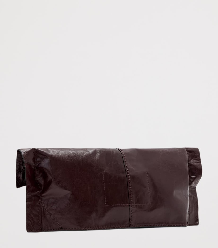 AllSaints Leather Lutece Clutch Bag Burgundy Red Image 3