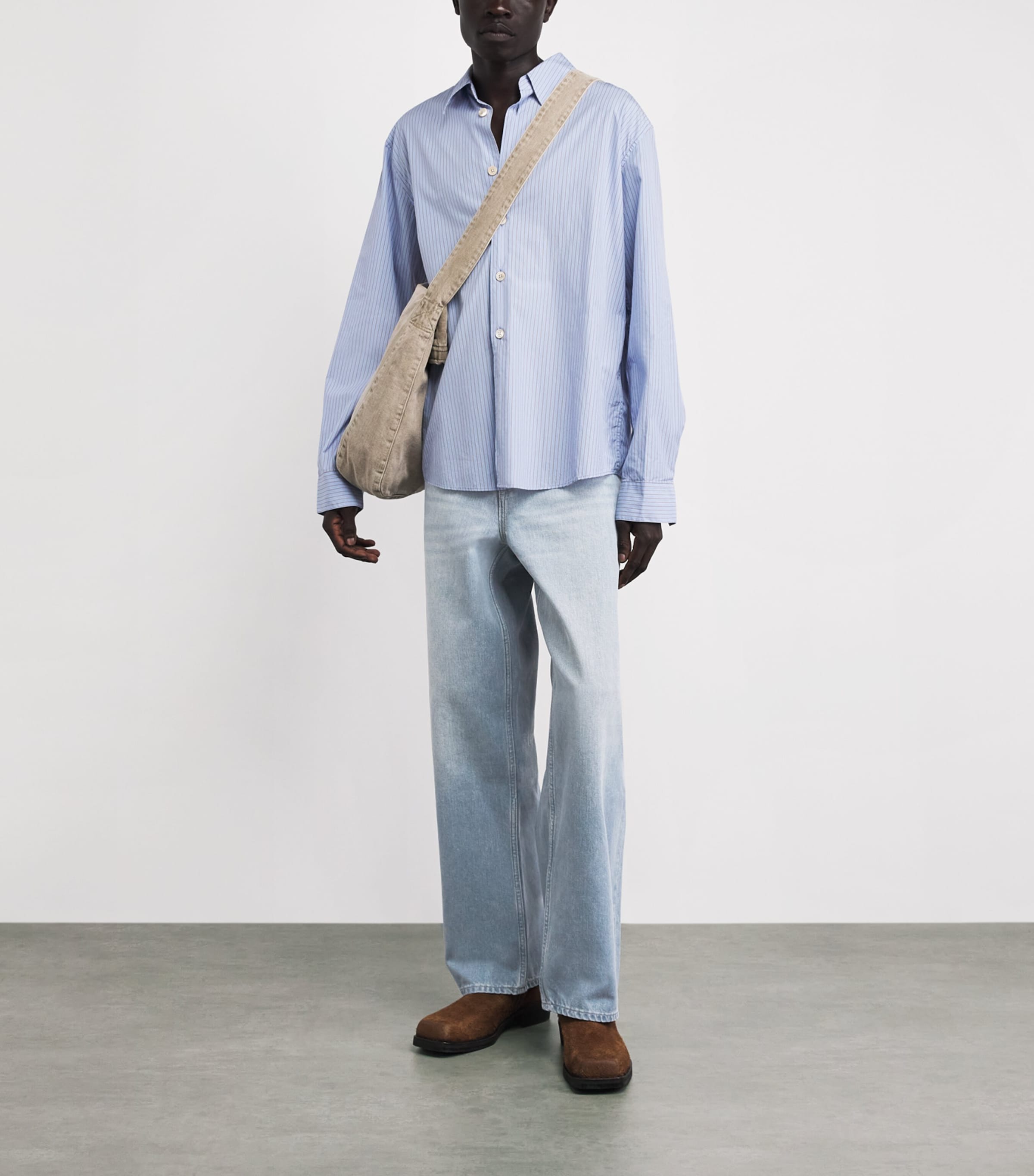 Our Legacy Mens Vast Cut Wide-Leg Jeans Pale Coast Wash Image 2