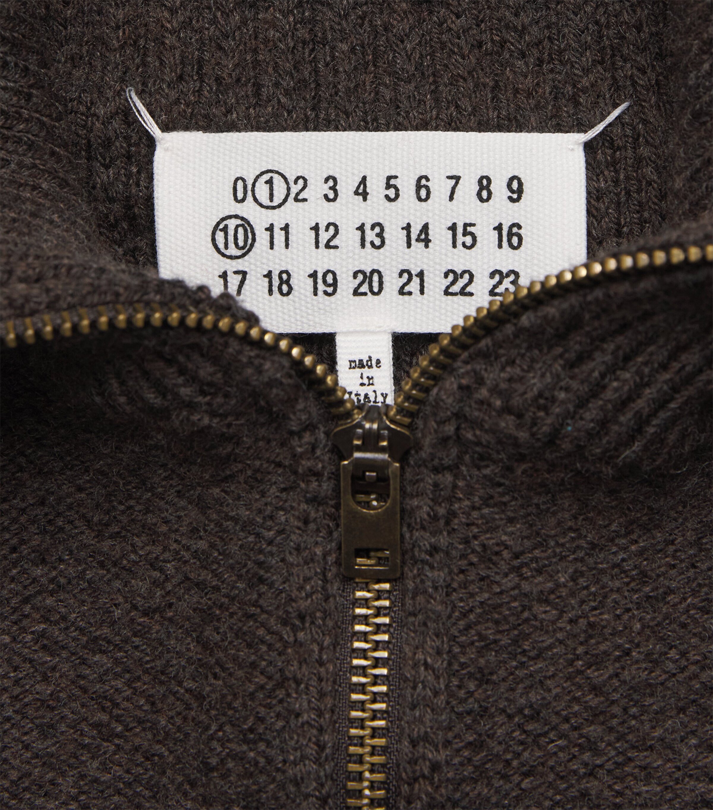 Maison Margiela Mens Wool-Blend Distressed Quarter-Zip Sweater Brown Image 7