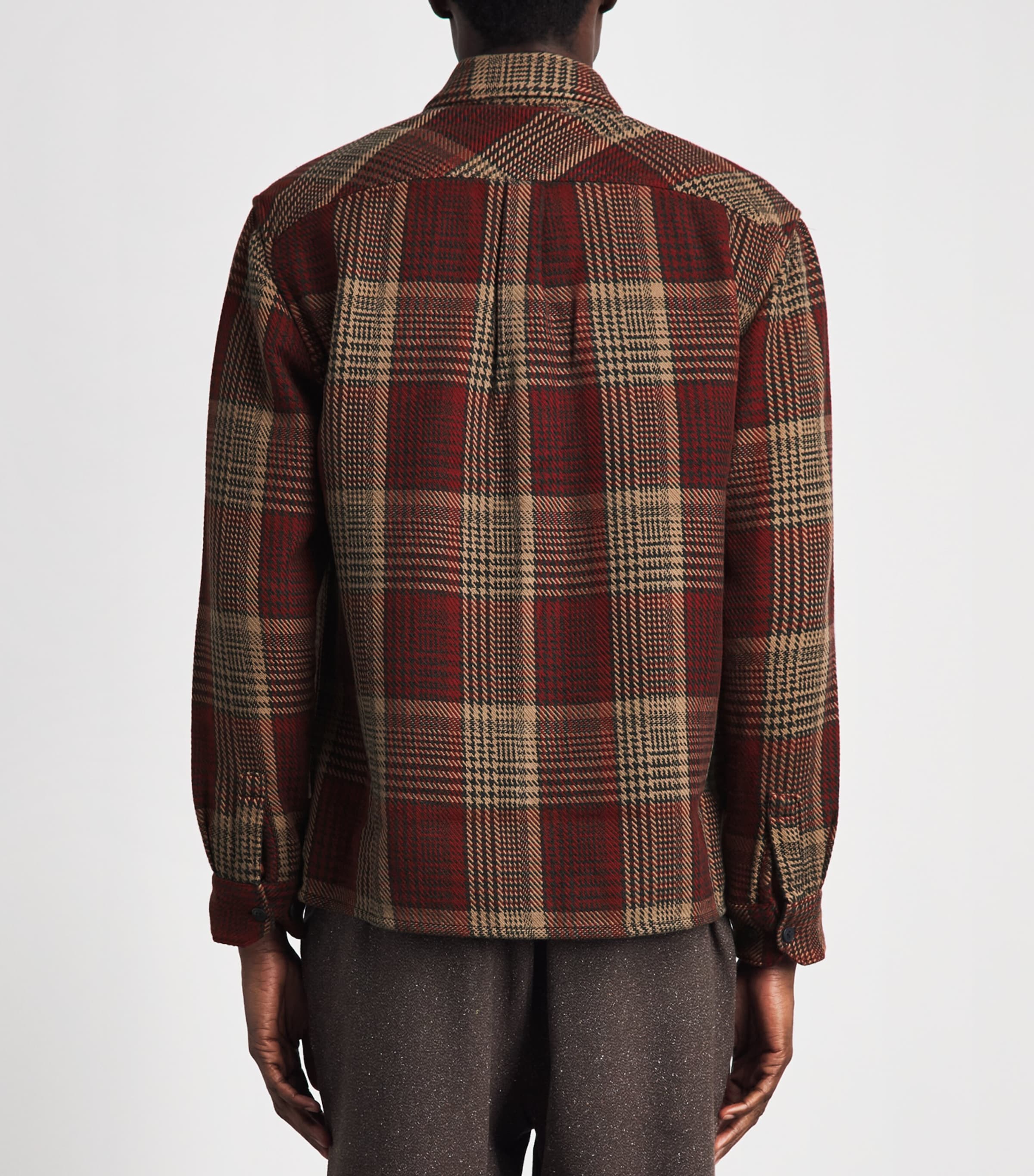 Barbour Mens Cotton Houndstooth Millom Overshirt Red Image 5