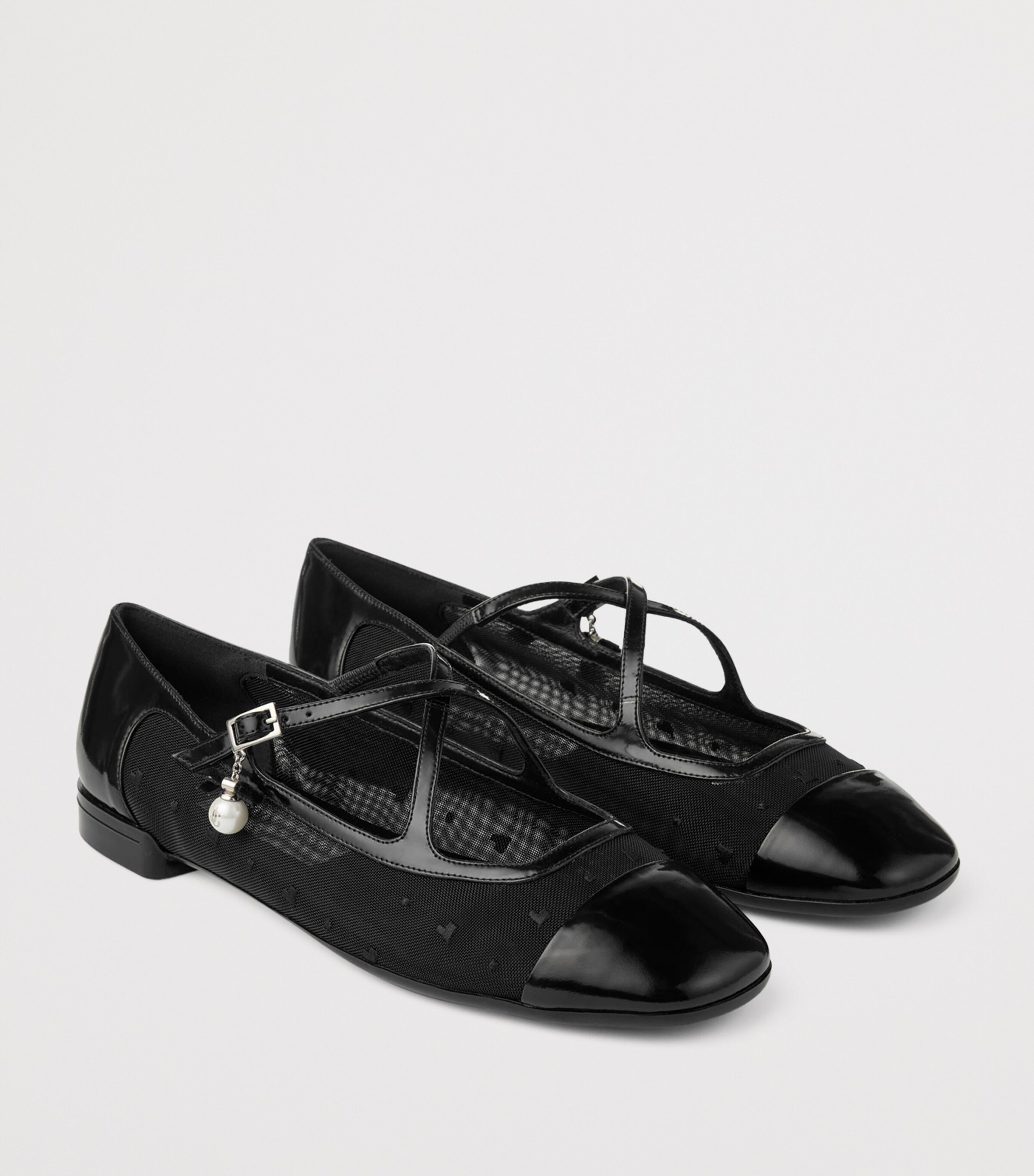 Eleri Patent Leather-Mesh Ballet Flats BLACK/BLACK Image 5
