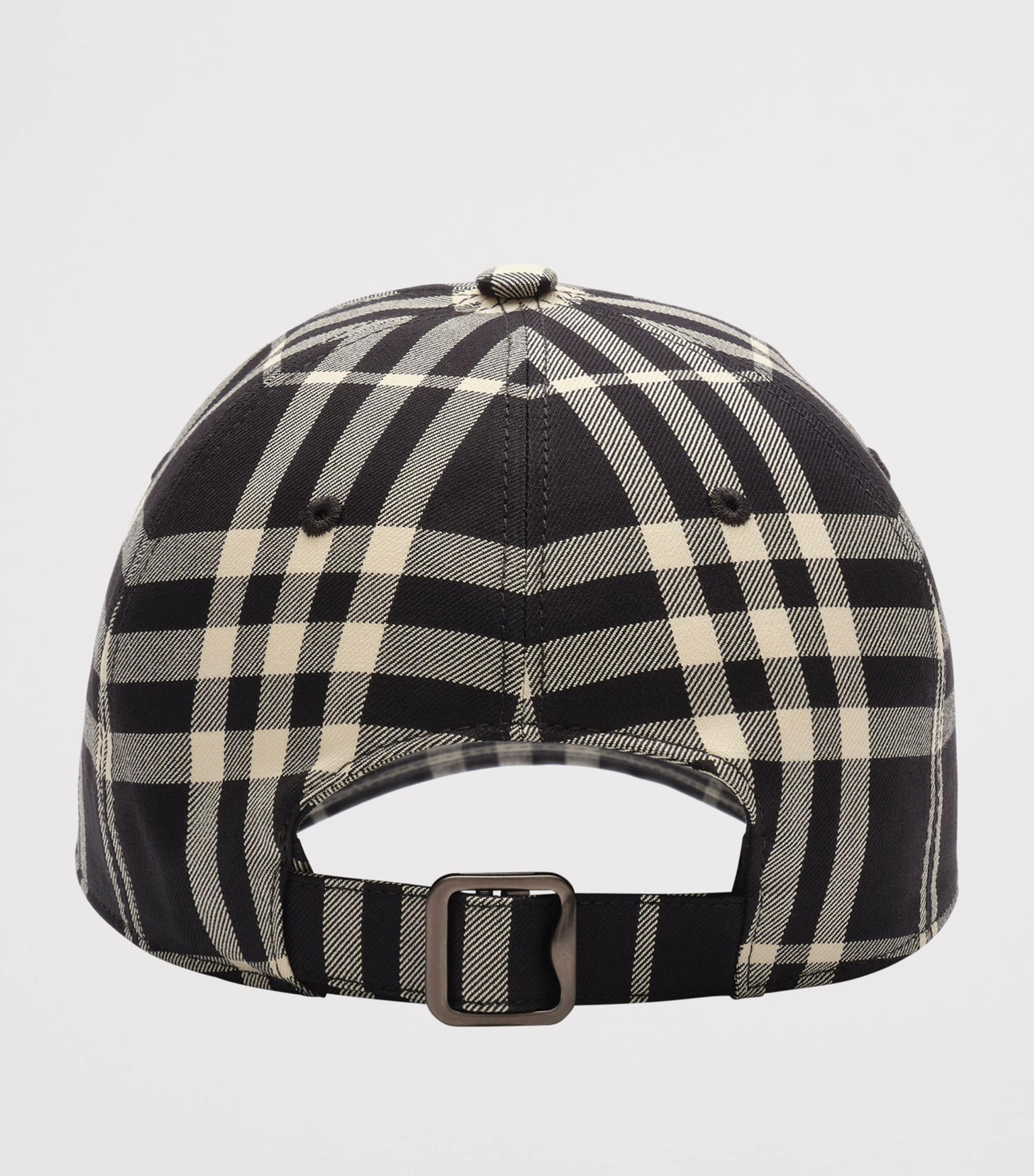 Burberry Cotton Check Baseball Cap Black/calico Ip Chk Image 3
