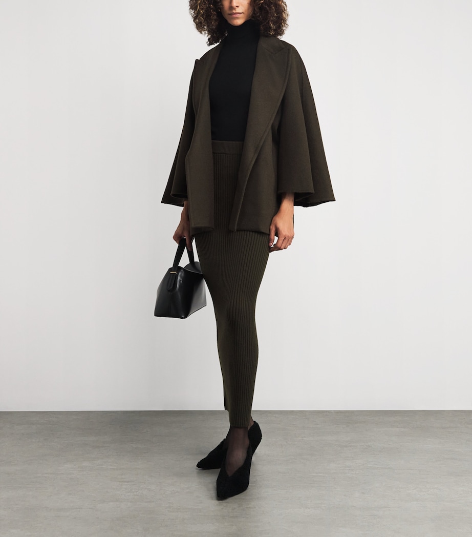 Virgin Wool-Blend Midi Skirt MOSS GREEN Image 2