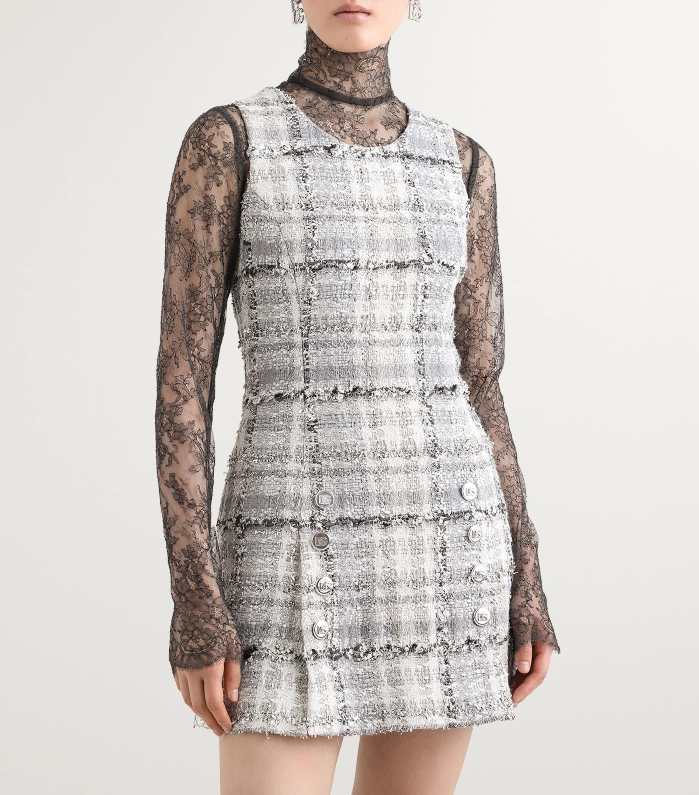 Lace High-Neck Blouse N5543-GREY Image 3