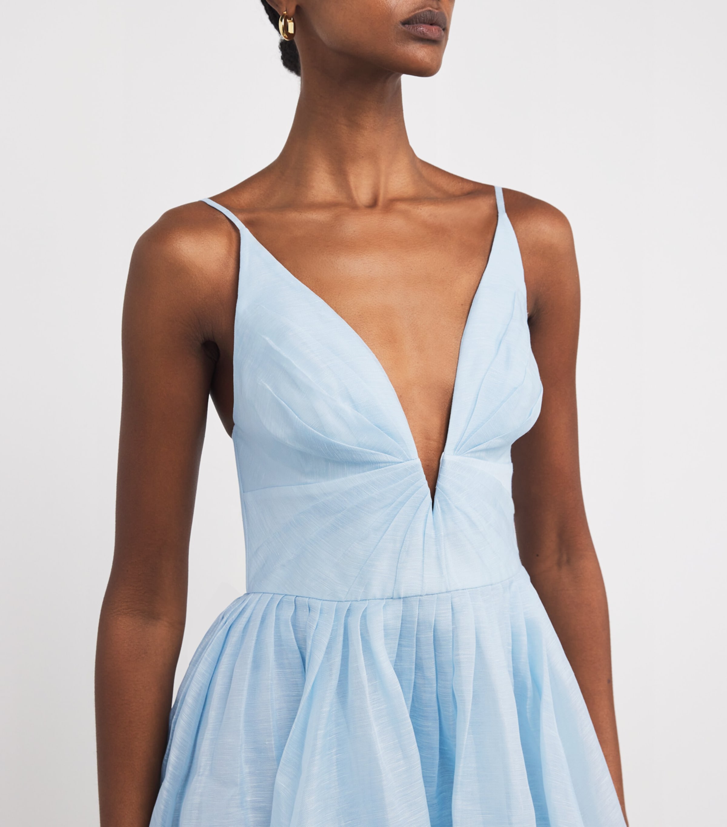 Zimmermann Linen-Silk Plunge-Neck Mini Dress | Harrods US