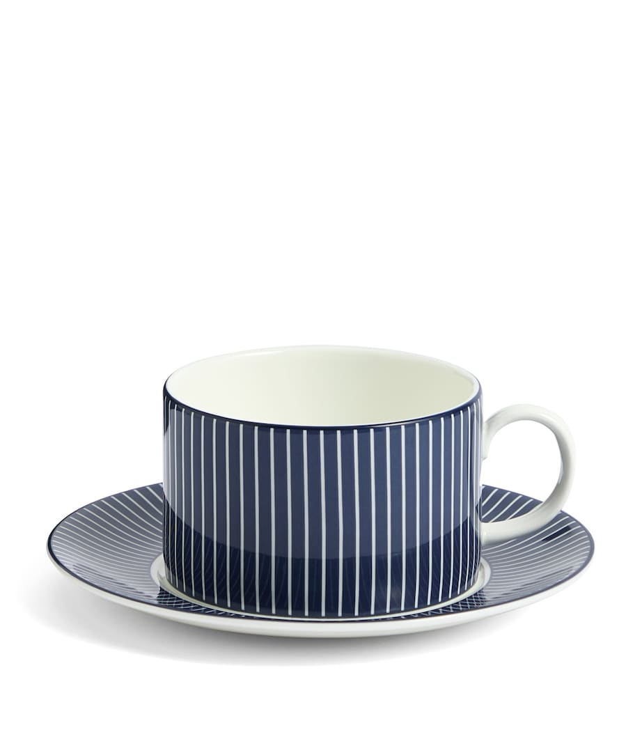 Pinstripe Teacup and Saucer BLUE Image 6