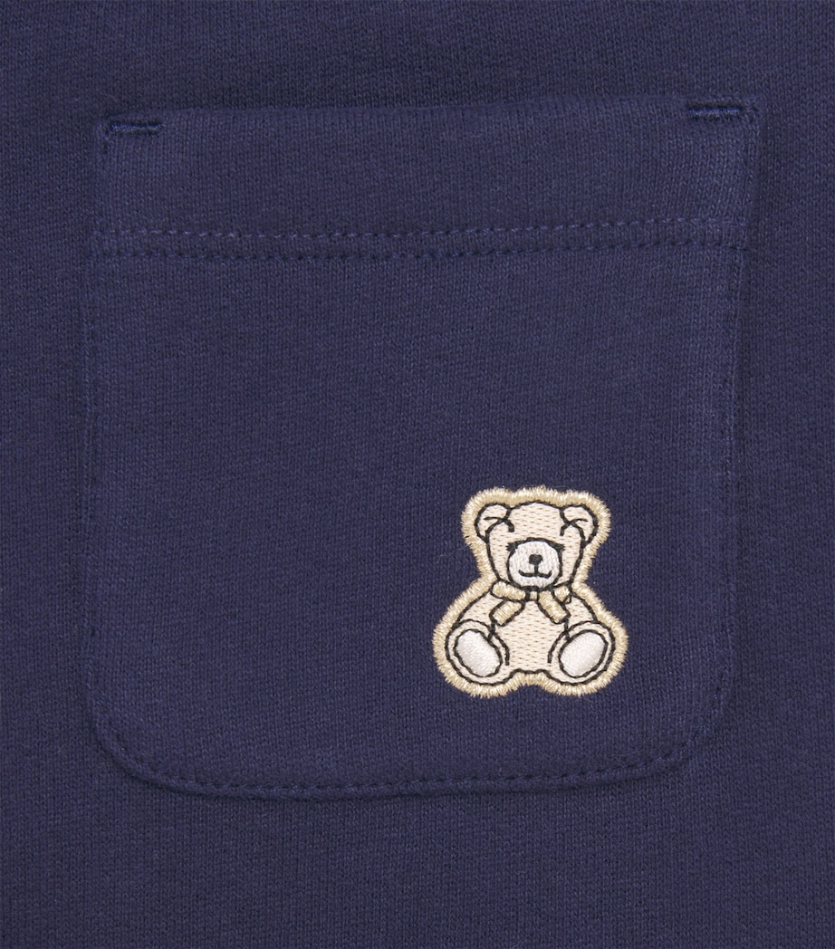 Harrods Cotton Jersey Logo Sweatpants Navy Image 3
