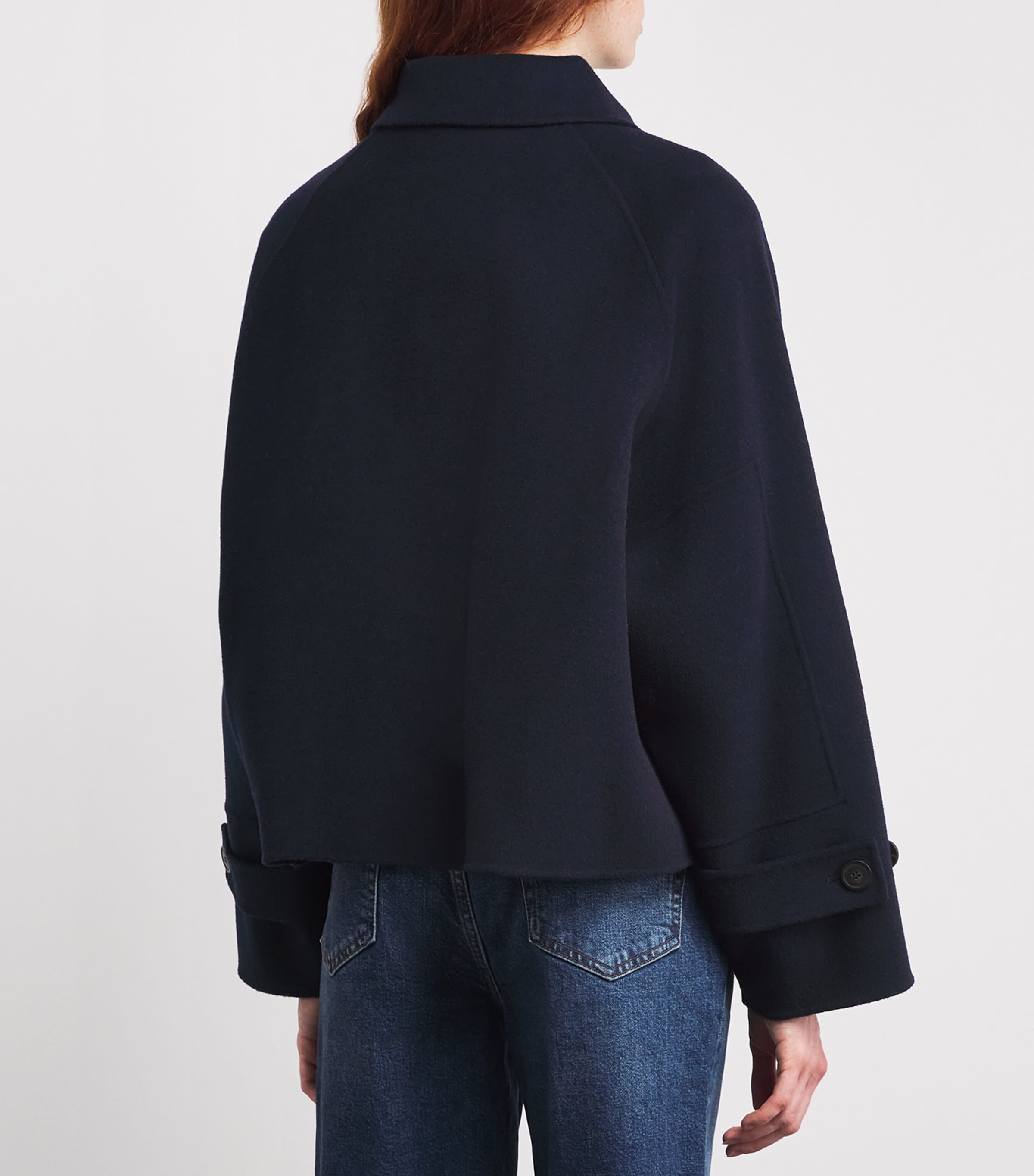Virgin Wool Cropped Coat NAVY Image 4