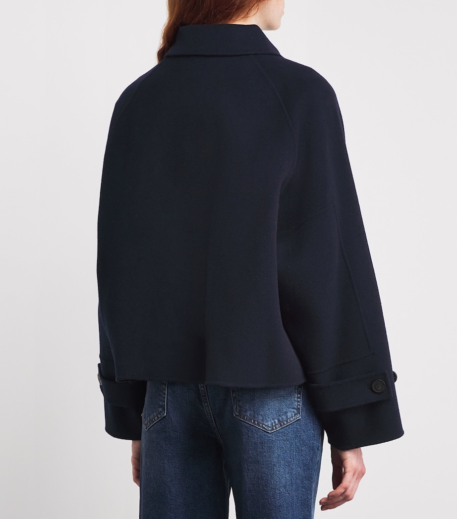 Virgin Wool Cropped Coat NAVY Image 4
