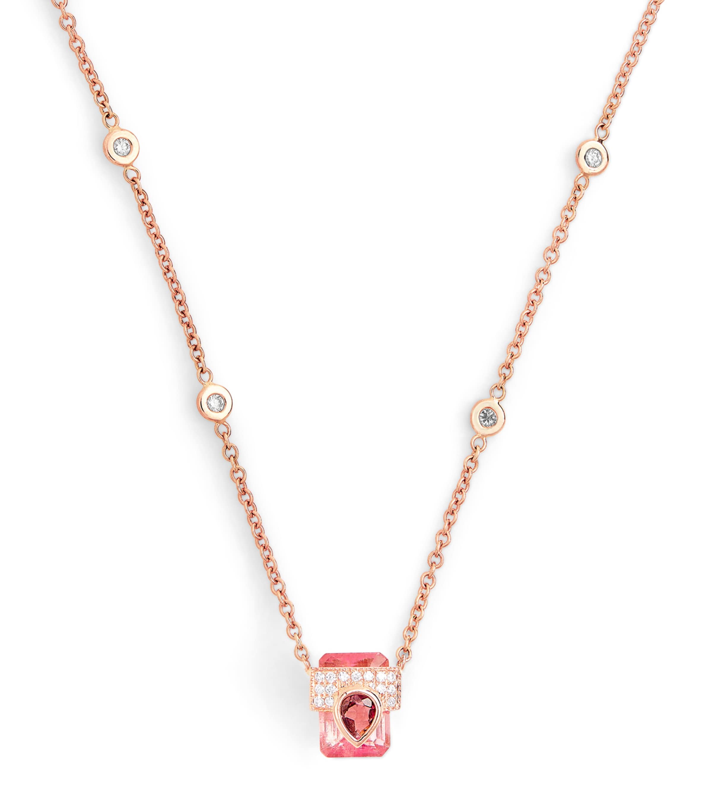 Jacquie Aiche Rose Gold, Diamond And Tourmaline Teardrop Necklace