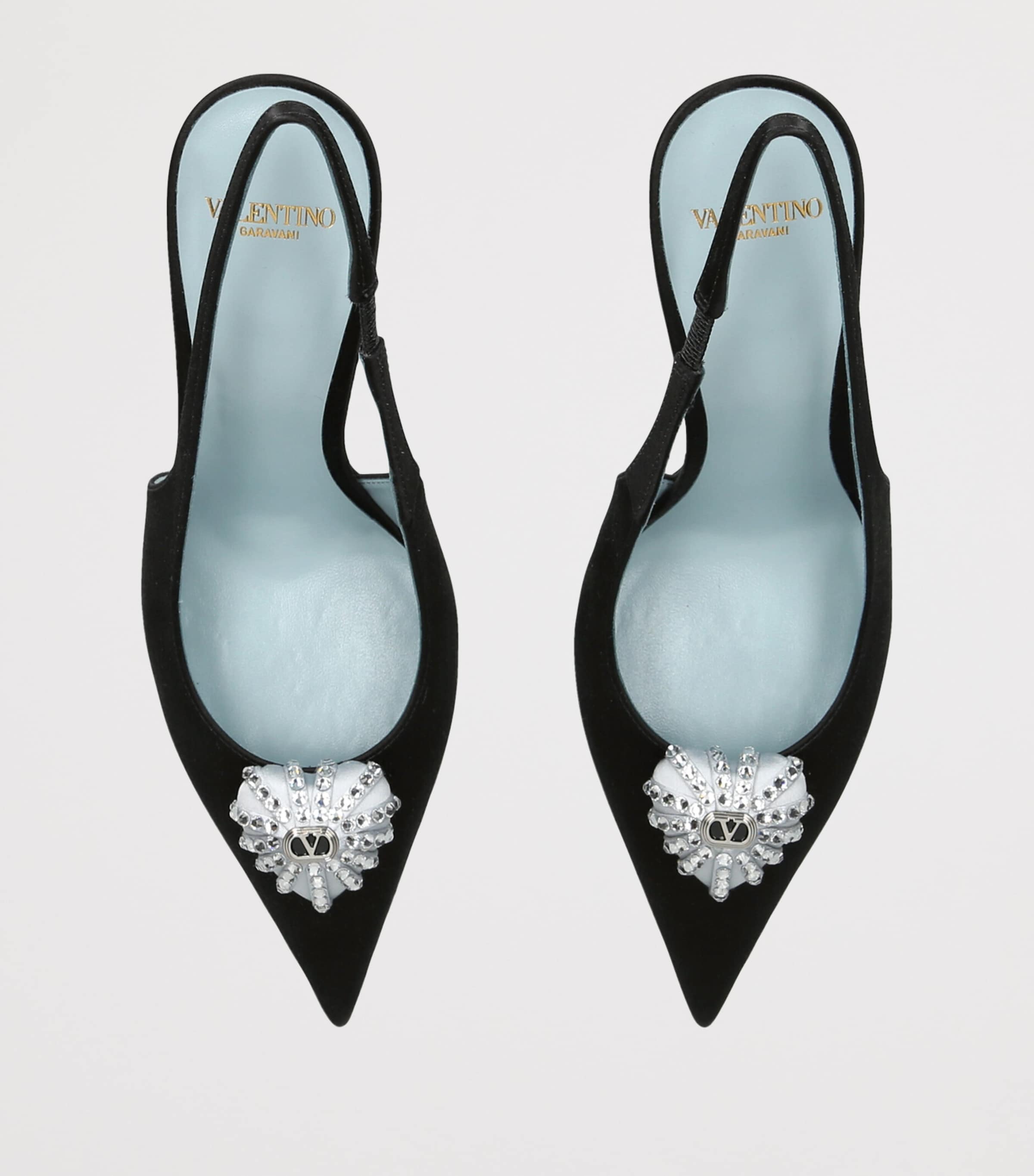 Valentino Garavani Satin Coeur Royal Slingback Pumps 100 Blk/other Image 4