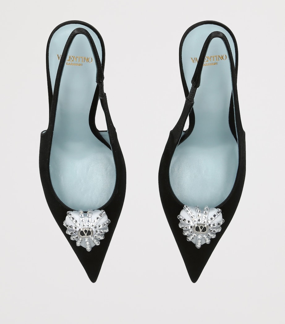 Valentino Garavani Satin Coeur Royal Slingback Pumps 100 Blk/other Image 4