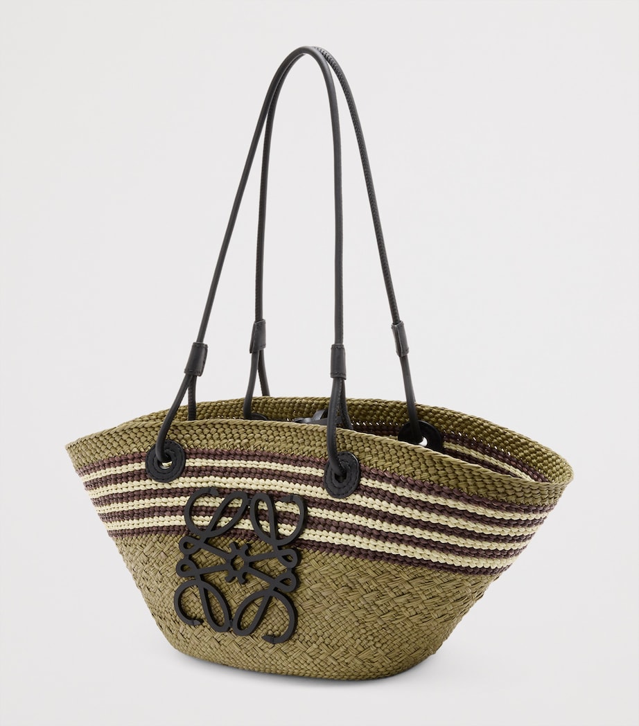 x Paula's Ibiza Anagram Basket Bag DARK KHAKI/BLACK Image 2