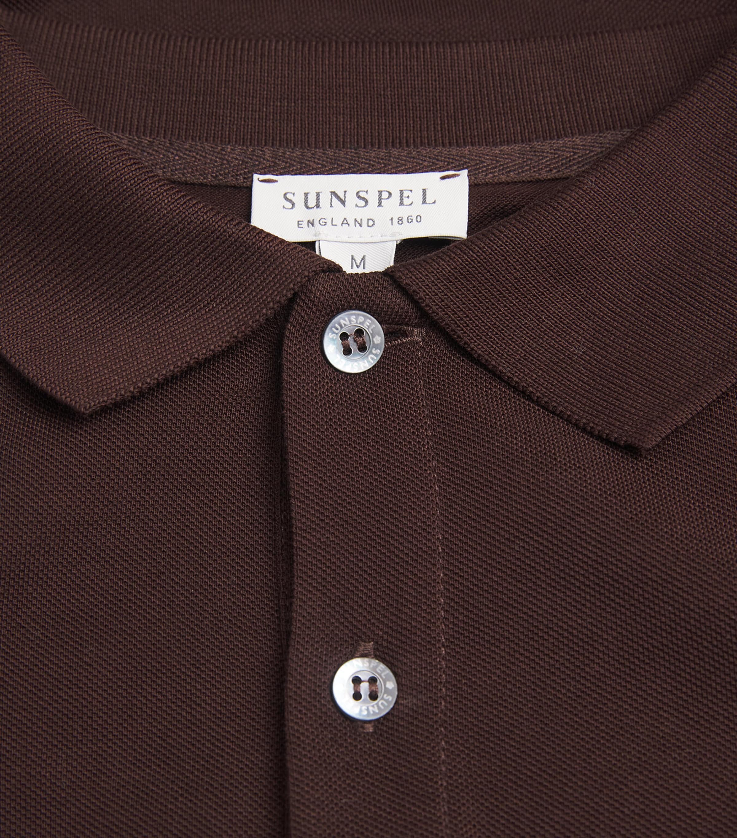 Sunspel Mens Supima Cotton Polo Shirt Bakelite Image 6