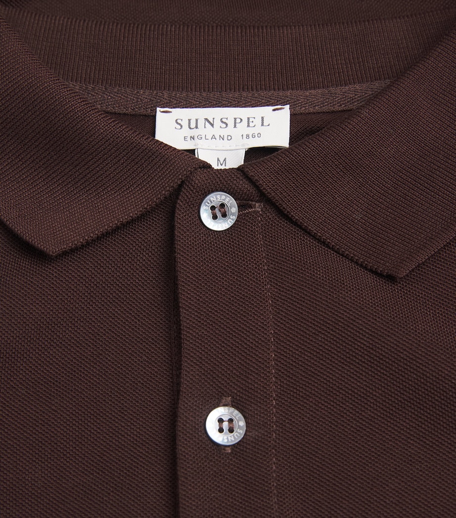 Sunspel Mens Supima Cotton Polo Shirt Bakelite Image 6