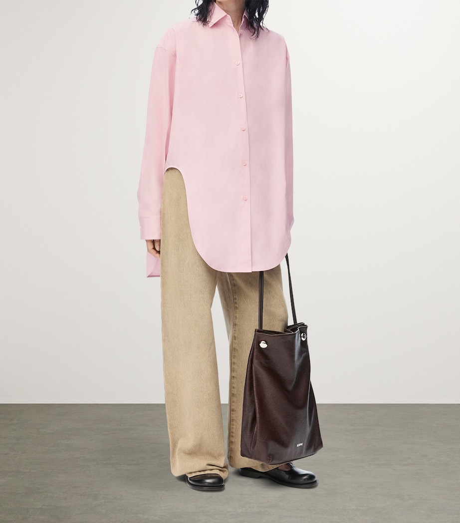 LOEWE Womens Asymmetric Longline Shirt Pink Image 2