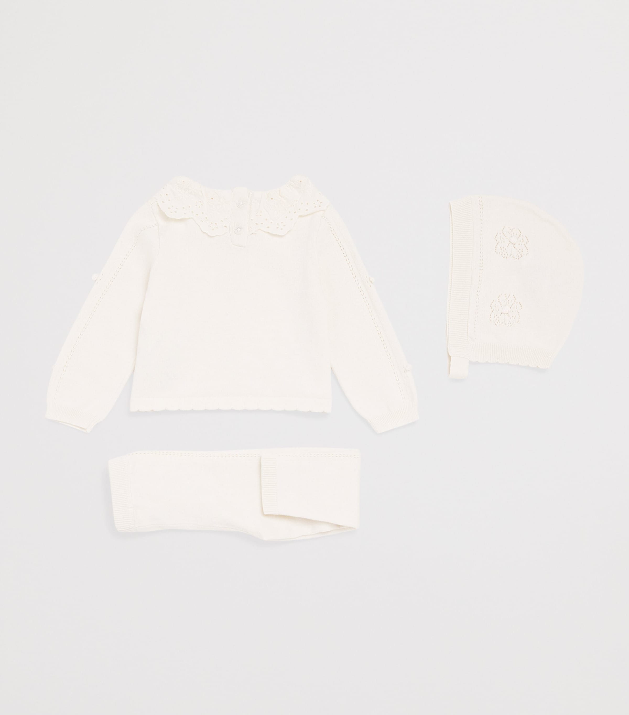 Louise Misha Cotton-Silk Sweater and Leggings Set (6-24 Months) Cream Image 2