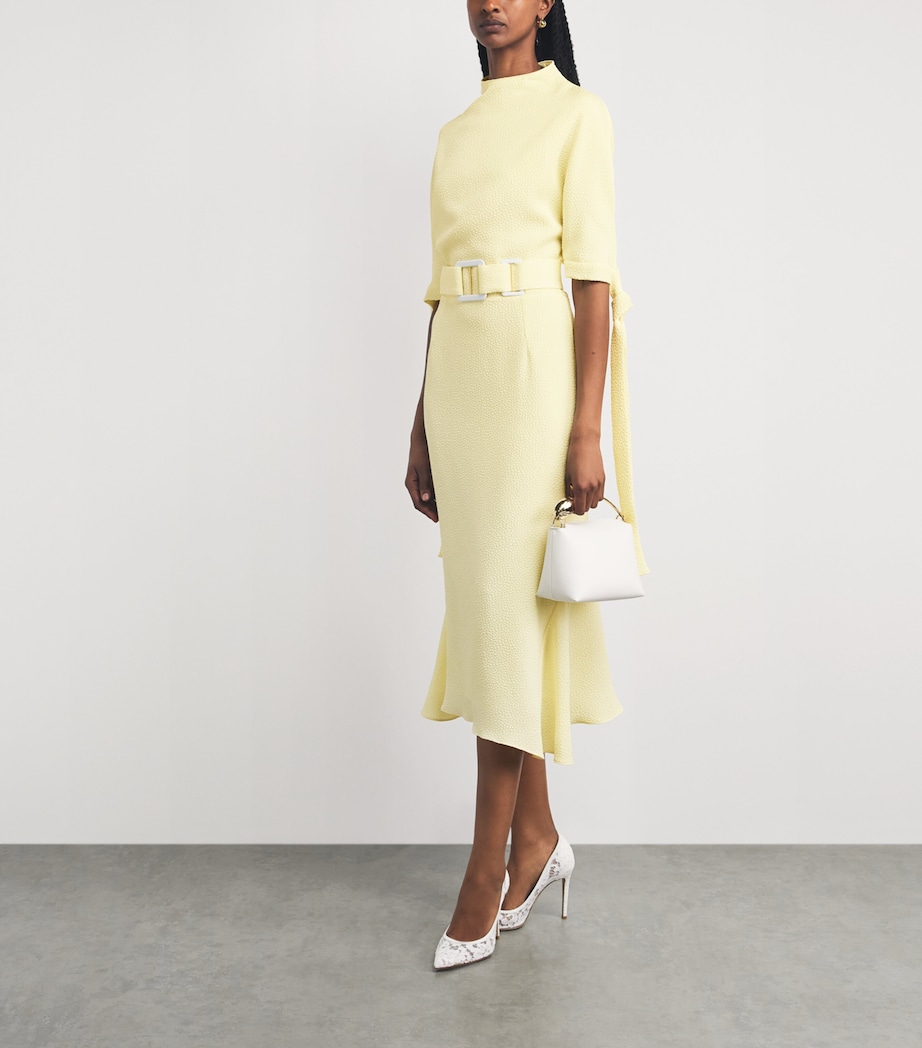 Edeline Lee Womens Jacquard Belted Pedernal Midi Dress Lem/lemon Image 2