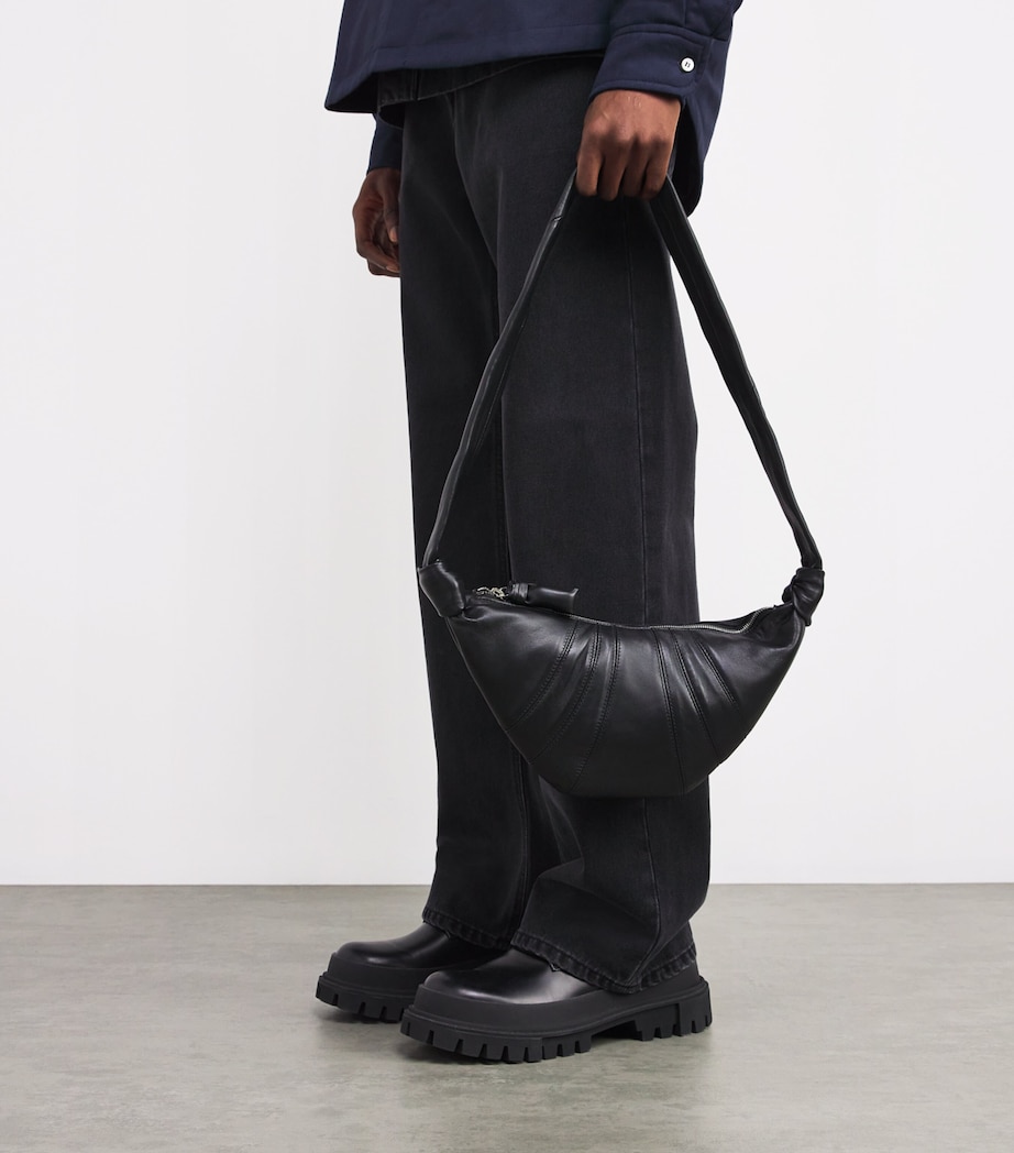 Small Nappa Leather Croissant Cross-Body Bag BK999/BLACK Image 5