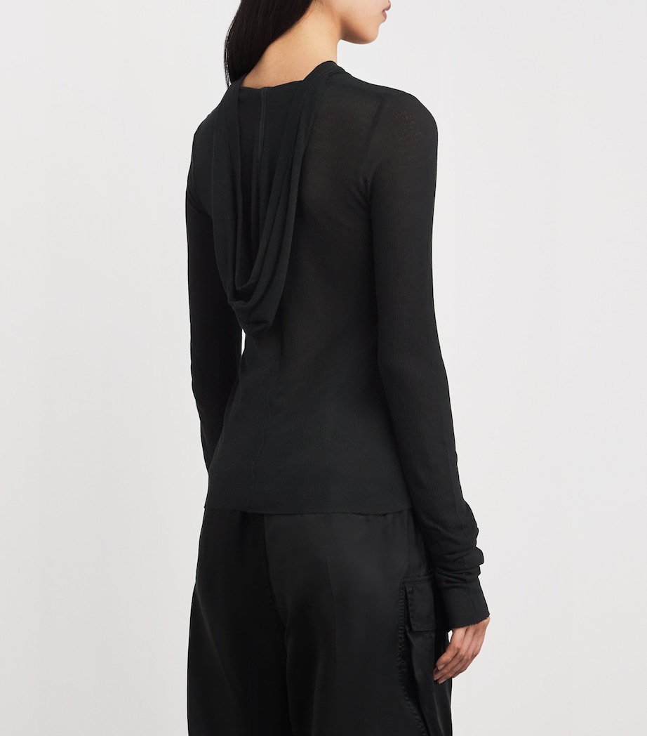 Hooded Crop Top 09 BLACK Image 4