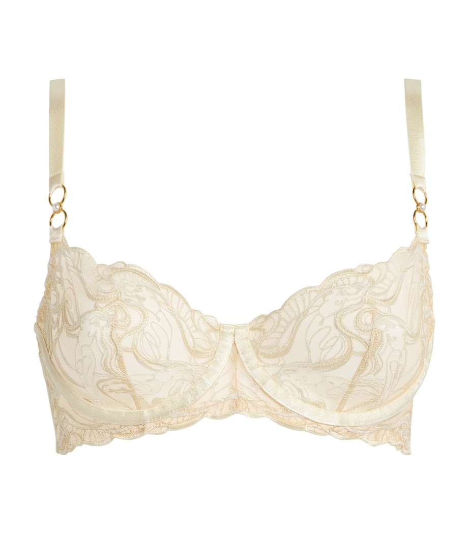 Bordelle Womens Embroidered Pearl Balconette Bra Cream Glow Image 1