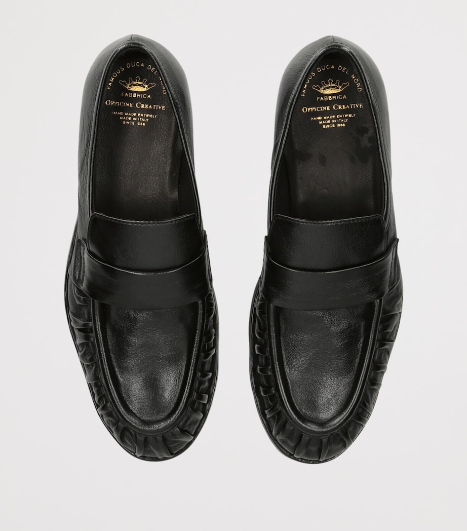 Officine Creative Leather Solitude Penny Loafers Black Image 3