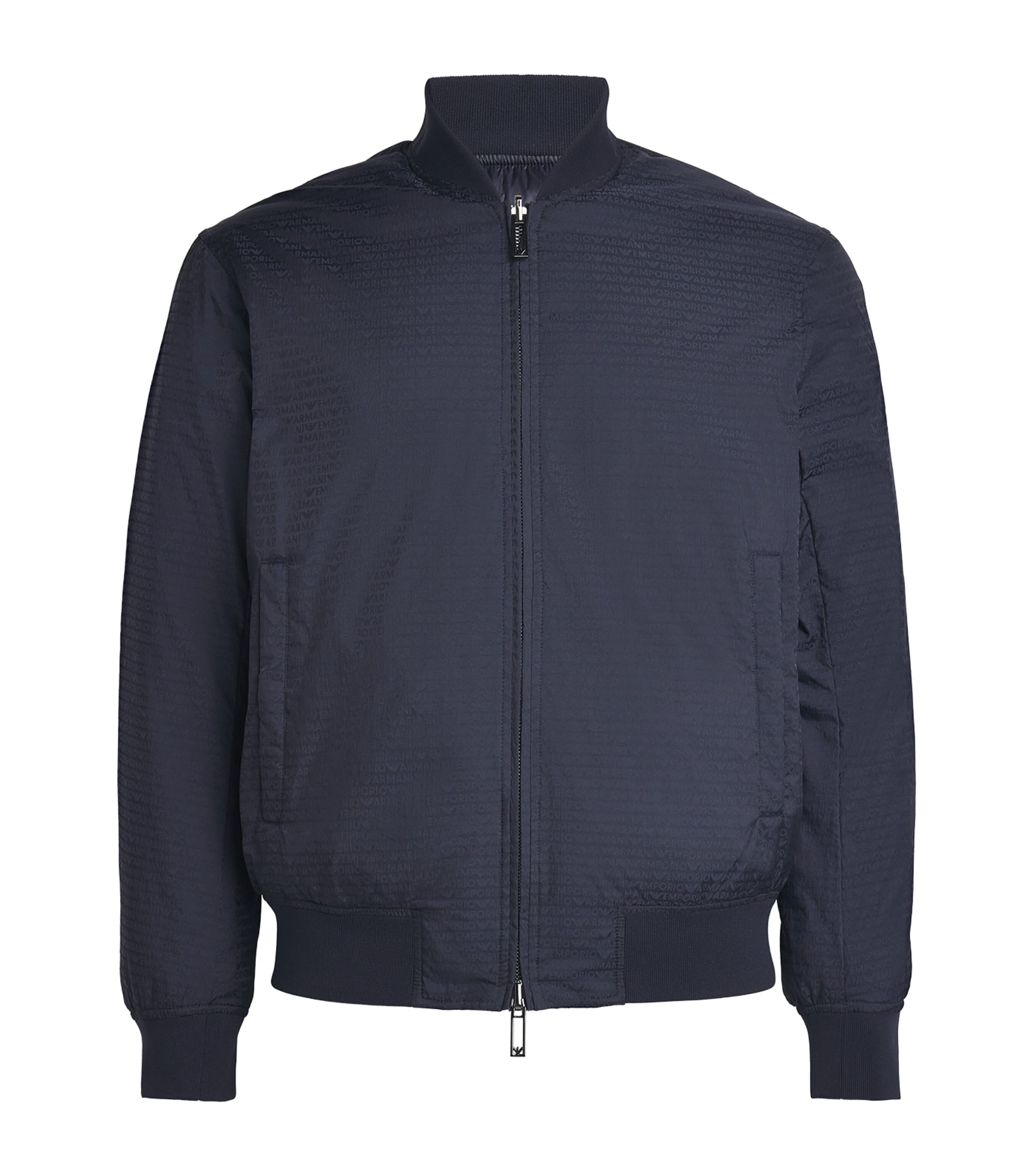 ジャケット・アウター EMPORIO ARMANI stand neck wool jacket Emporio Armani Mens Reversible Black Checked/Black Wool