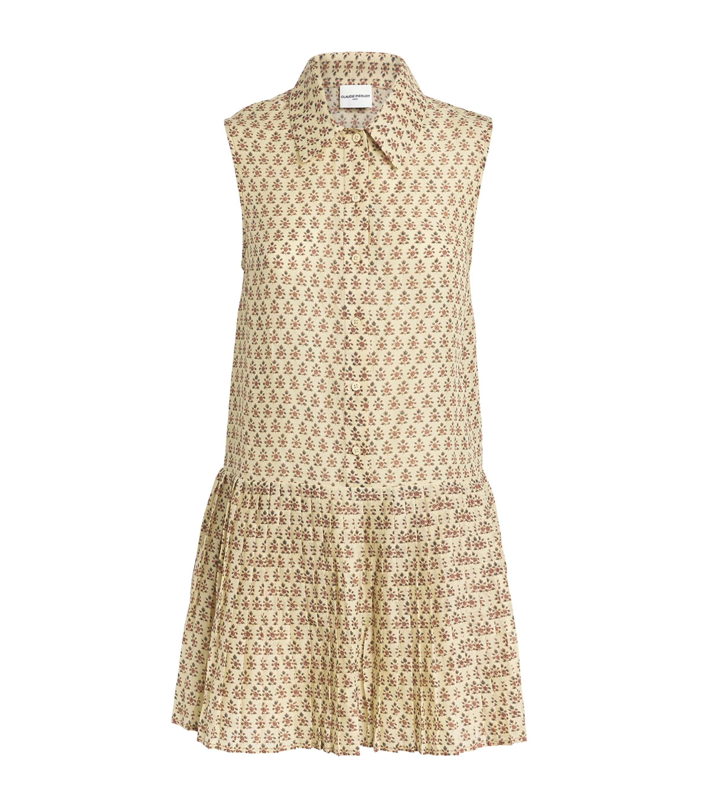 Claudie Pierlot Ramie Floral Mini Shirt Dress