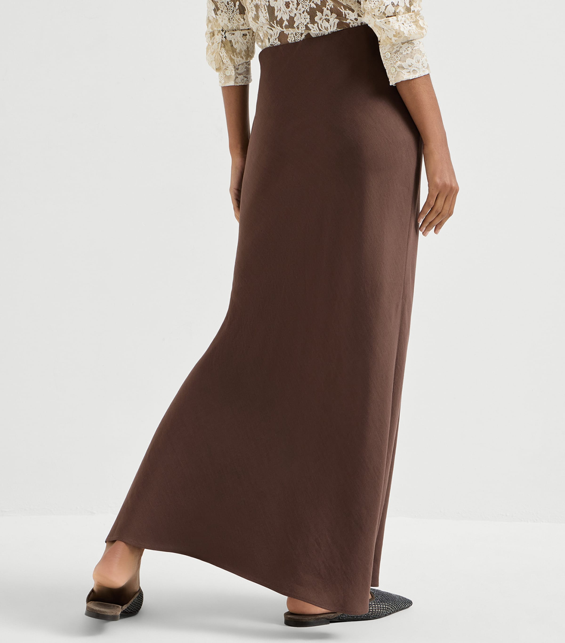 Brunello Cucinelli Womens Twill Maxi Skirt Image 5