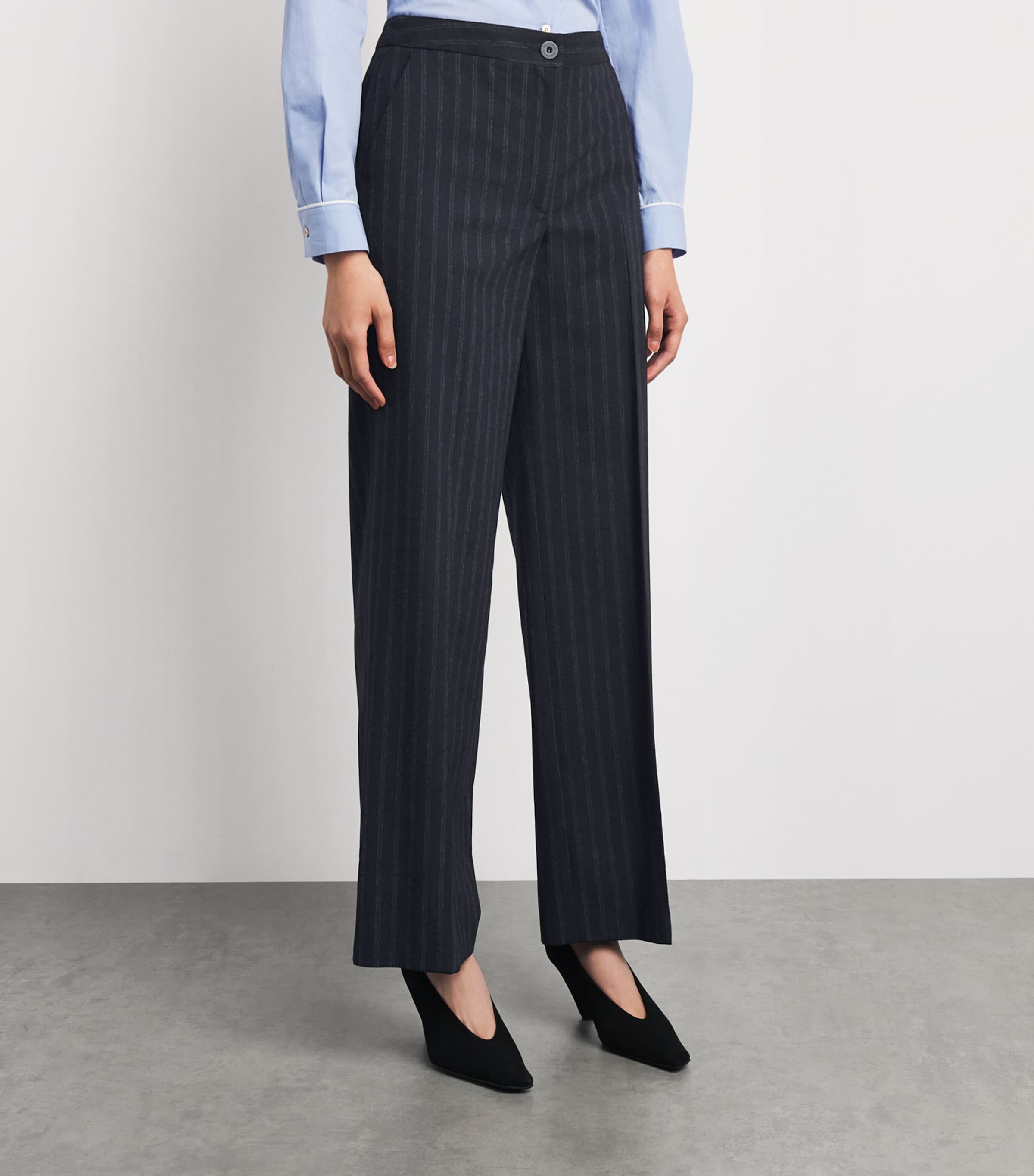 Claudie Pierlot Womens Wool-Blend Pinstripe Tailored Trousers Dual Color Image 4