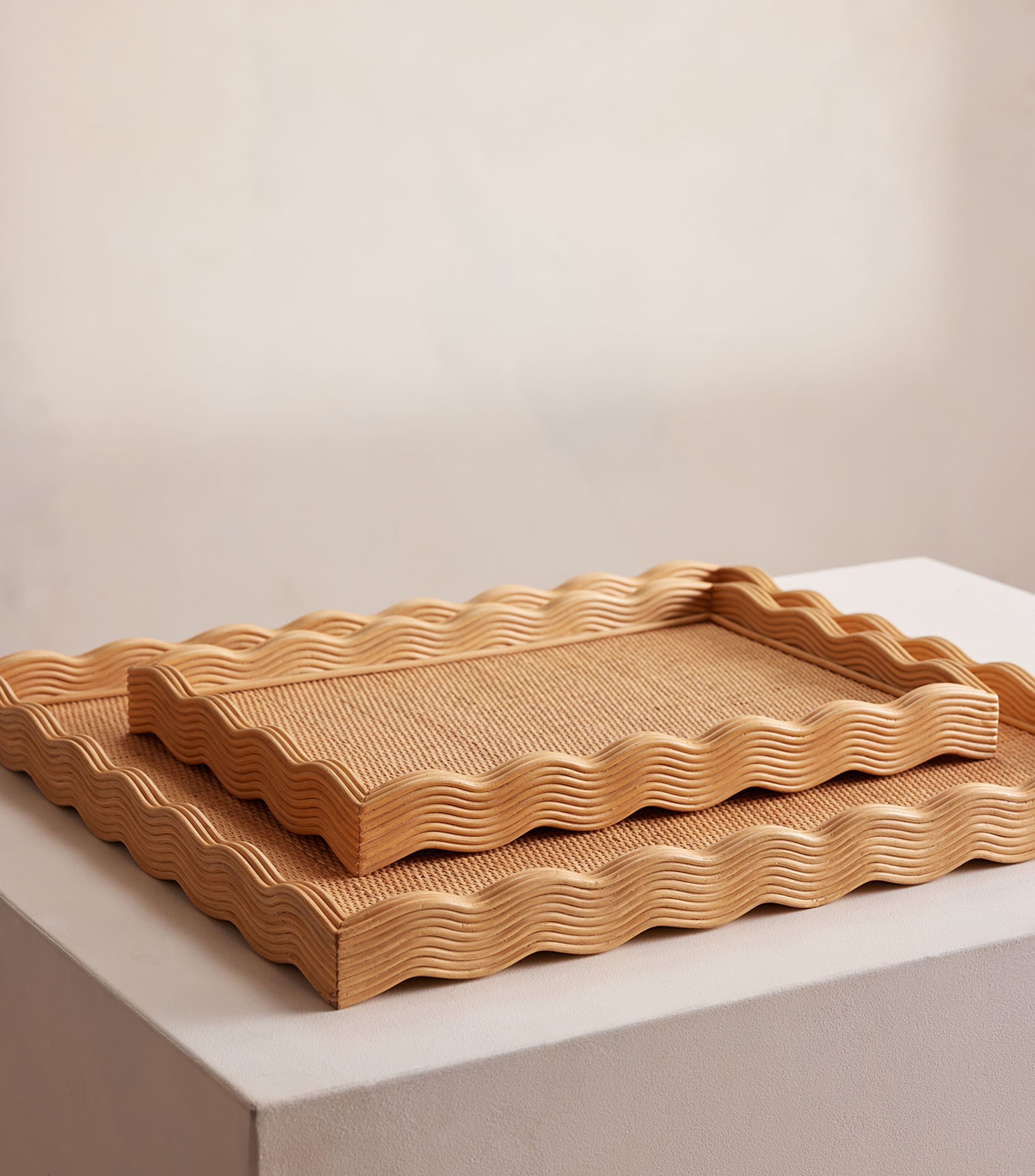 Soho Home Large Rattan Pangbourne Tray (59cm x 40cm) Neutral Image 3