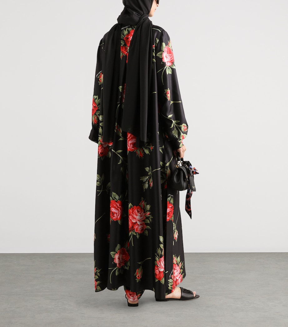 Dolce&Gabbana Womens Satin Floral Drawstring Trousers Bouq Image 3