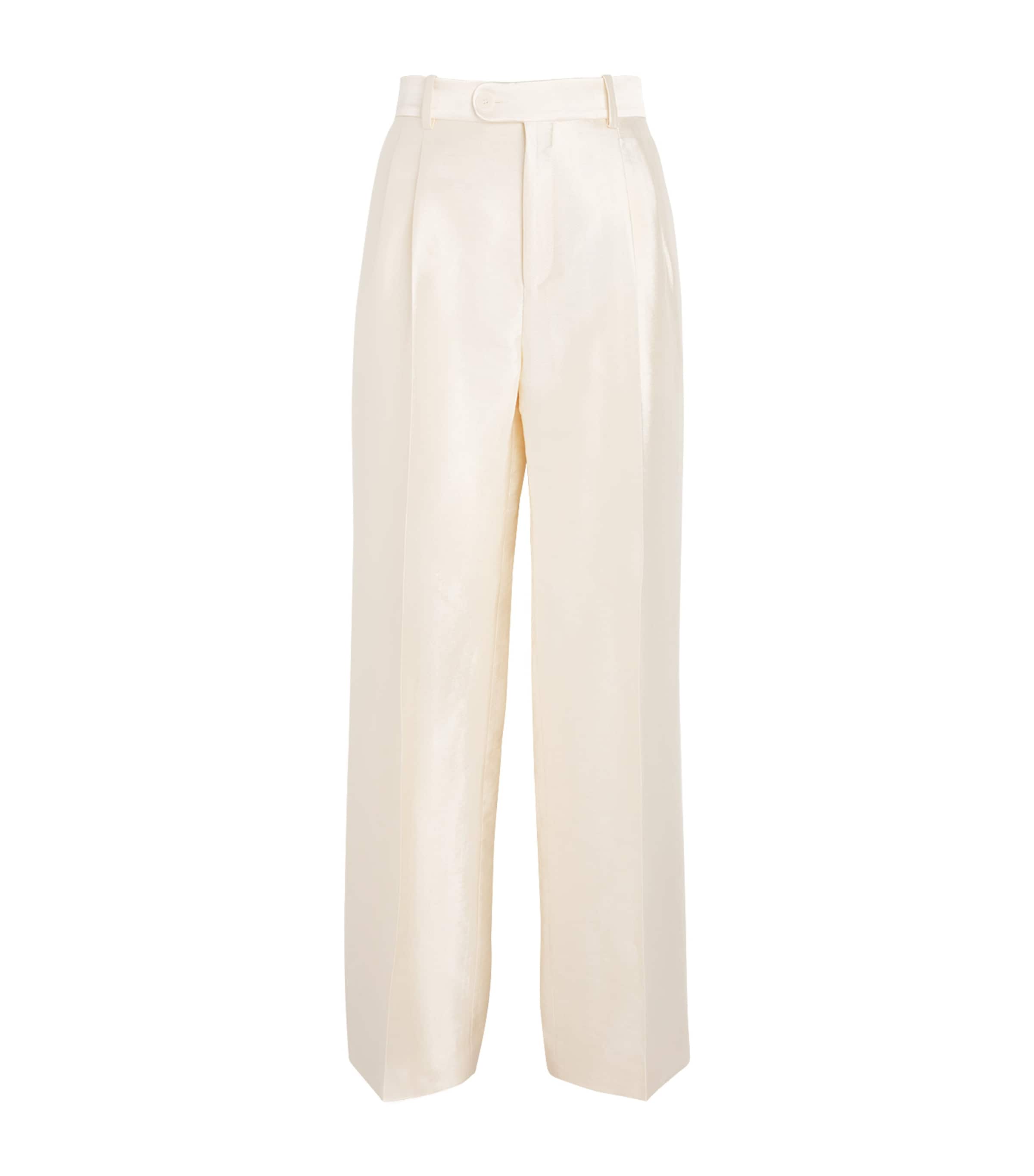 Sandro Paris Womens Satin Tailored Trousers Cream Image 1